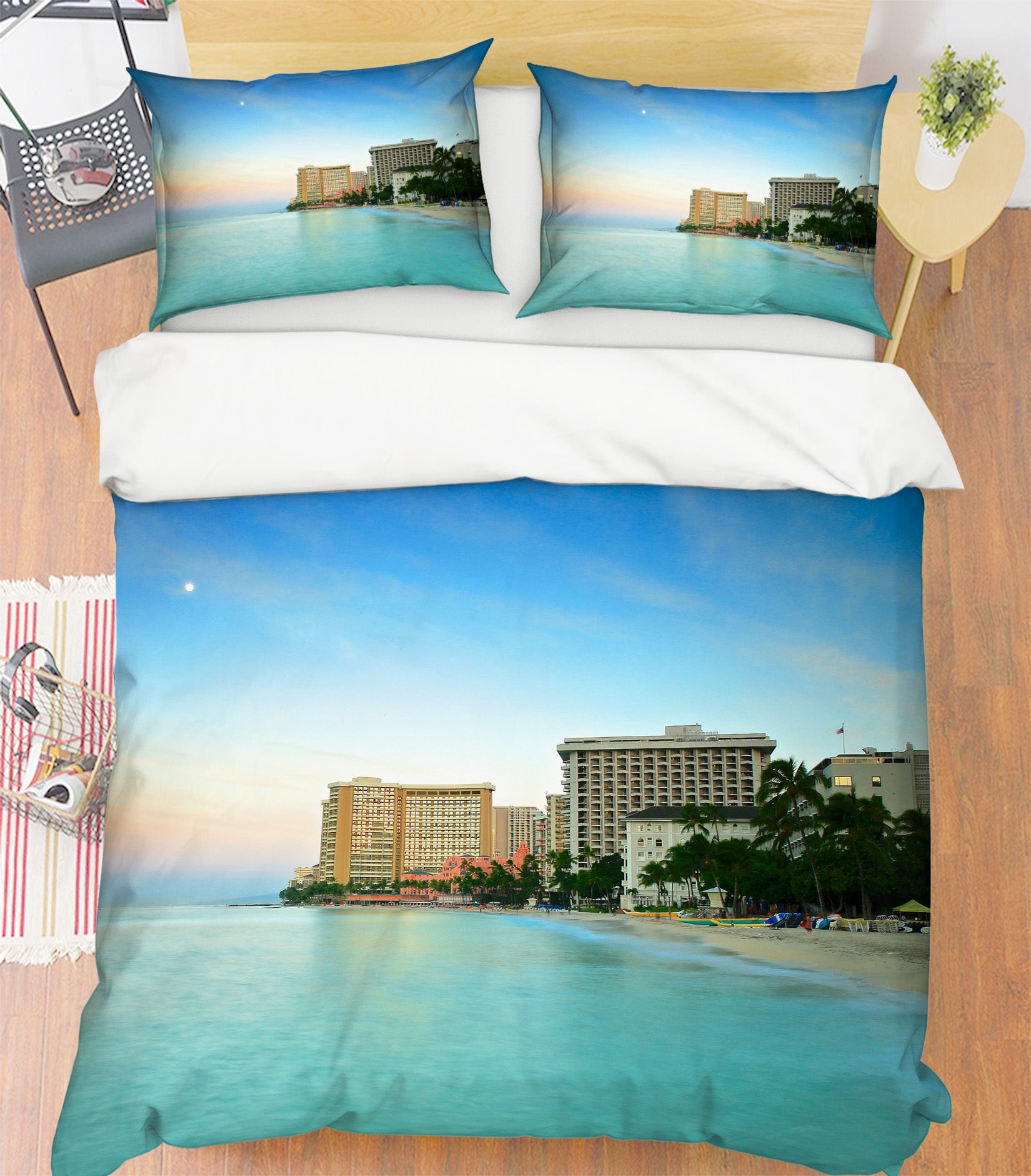 3D Seaside Hotel 8693 Kathy Barefield Bedding Bed Pillowcases Quilt