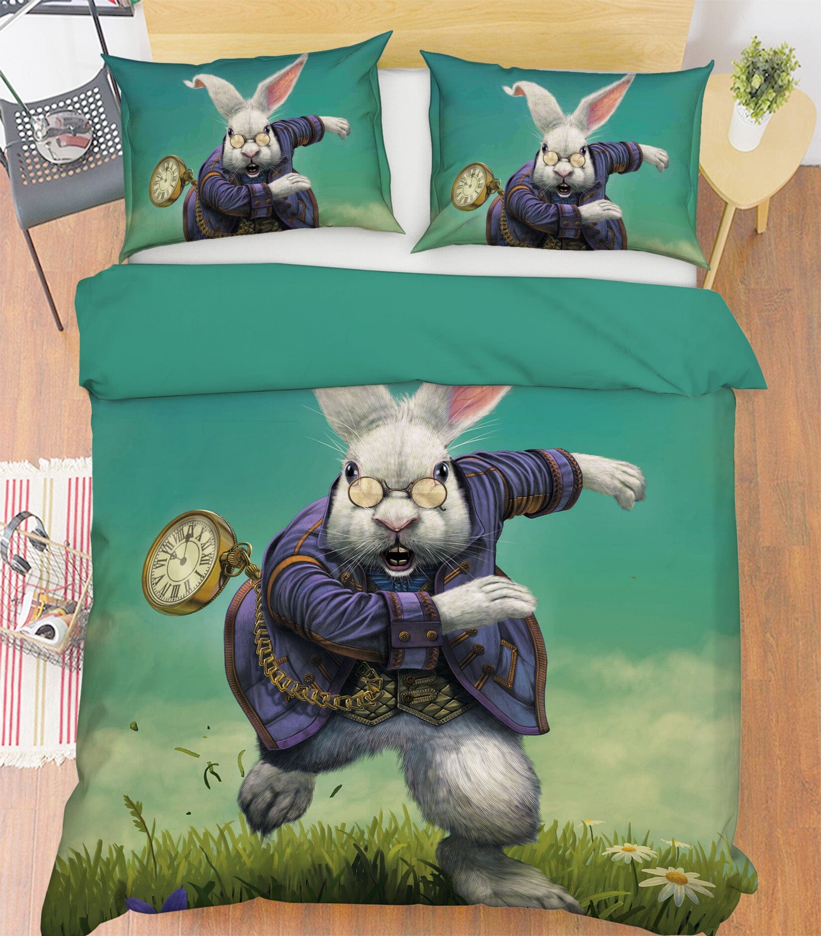 3D White Rabbit 100 Bed Pillowcases Quilt Exclusive Designer Vincent Quiet Covers AJ Creativity Home 