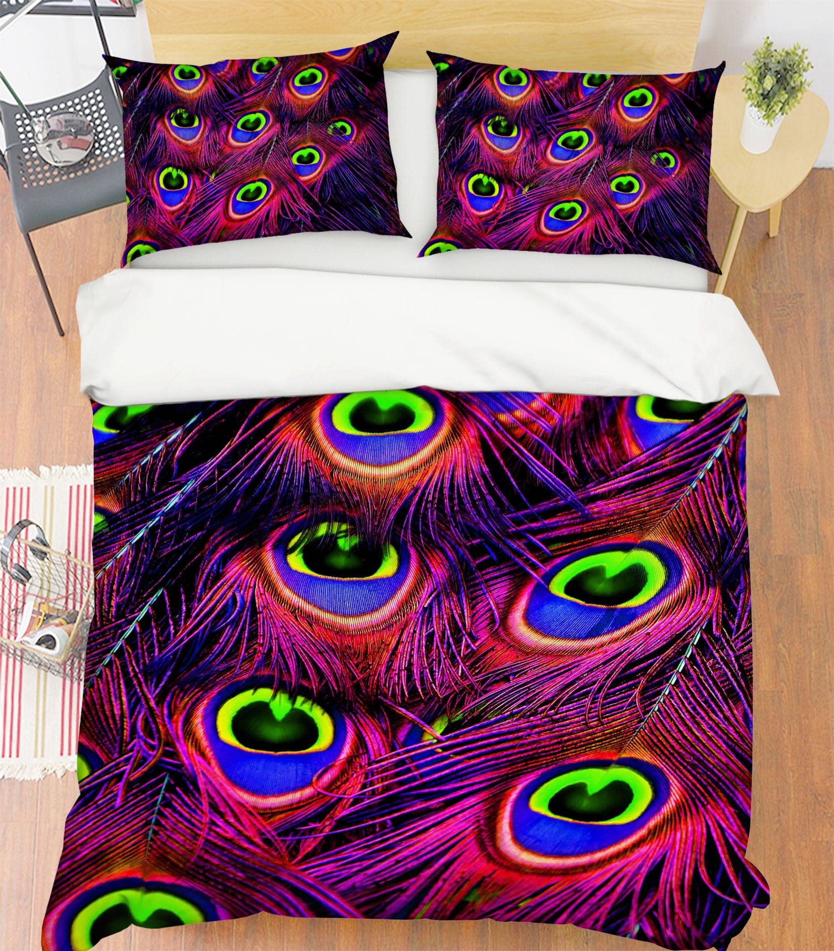 3D Peacock Feather 1920 Bed Pillowcases Quilt Quiet Covers AJ Creativity Home 