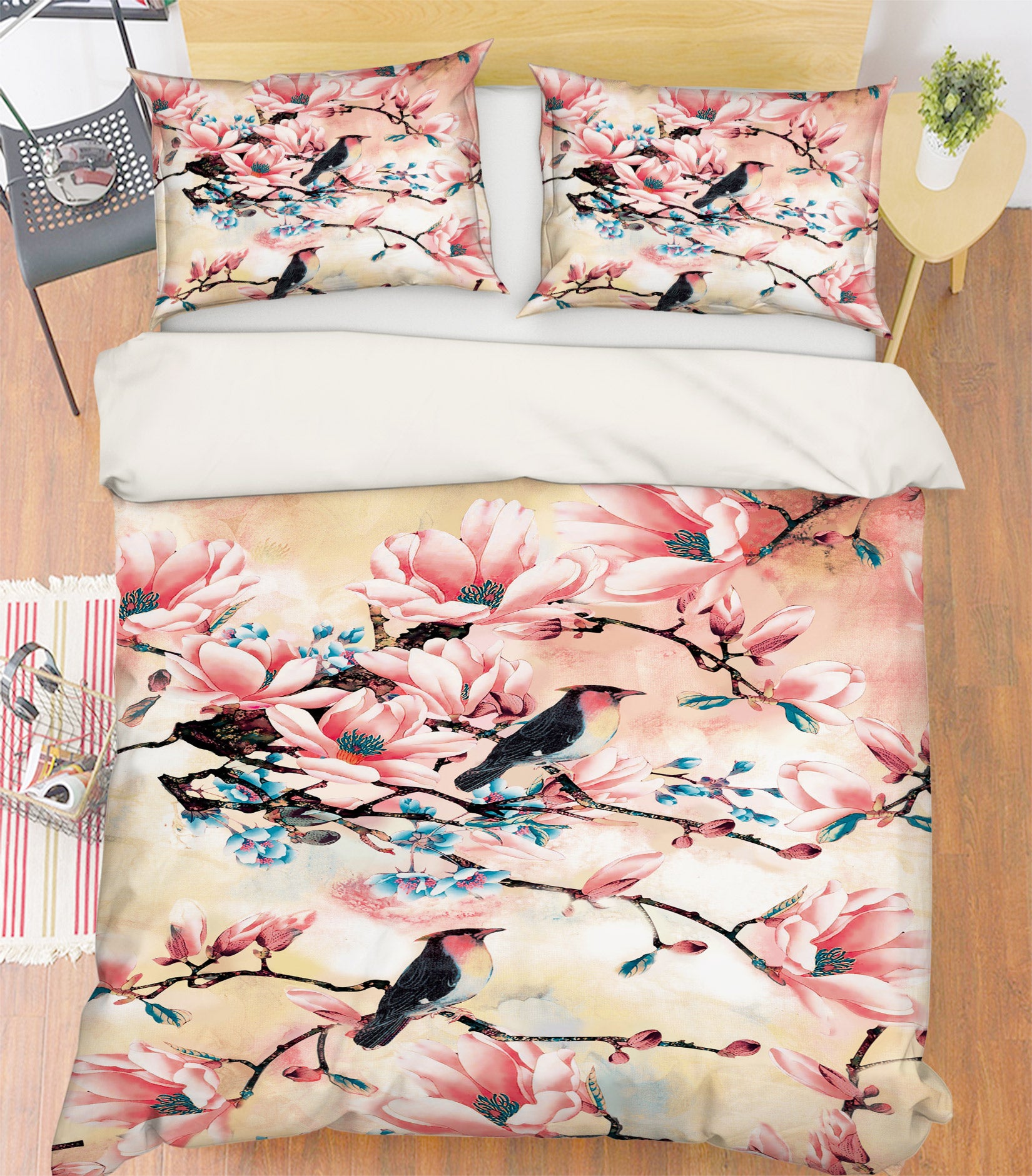 3D Flower Branch Bird 16084 Bed Pillowcases Quilt