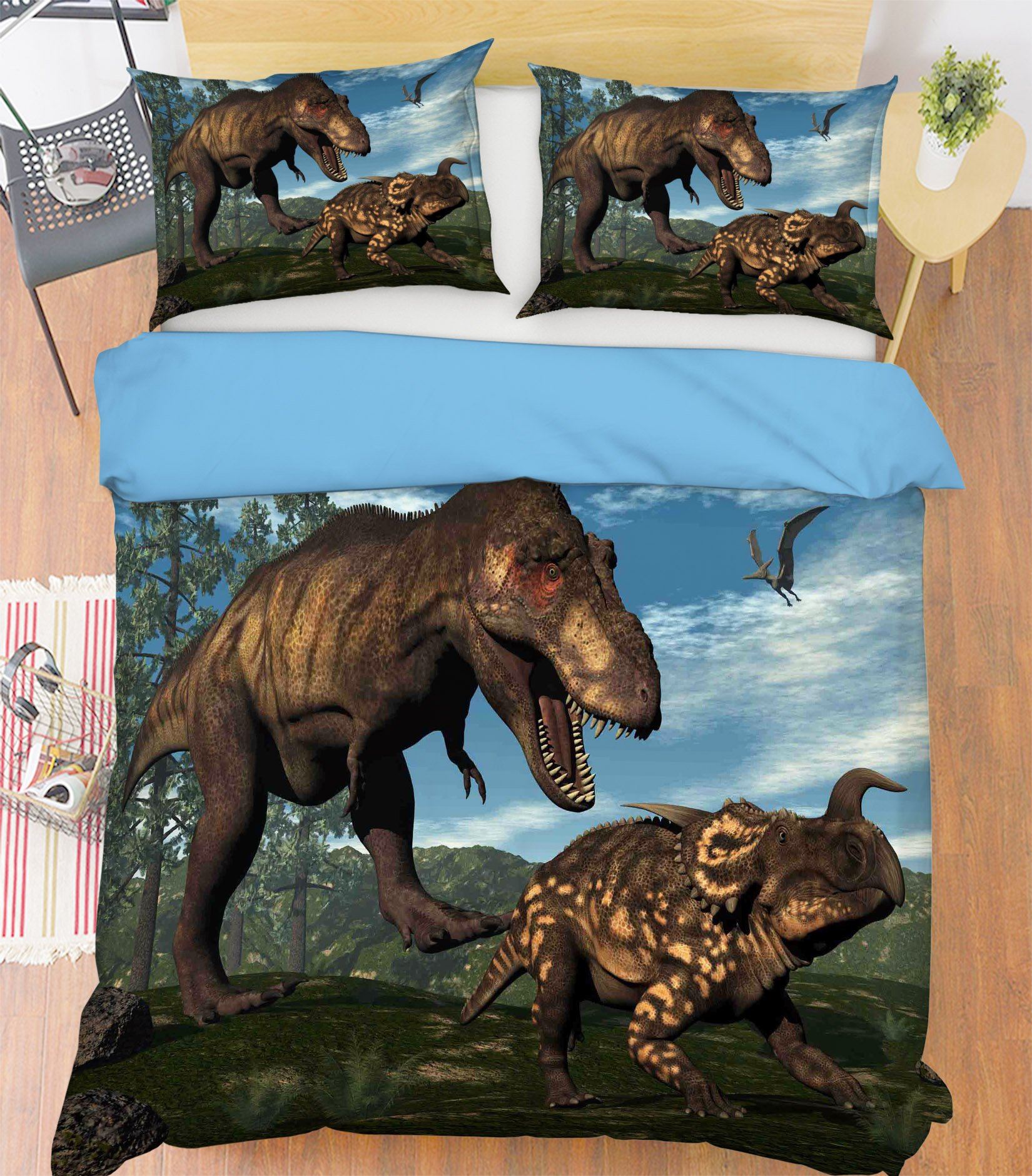 3D Tyrannosaurus Rex 061 Bed Pillowcases Quilt Wallpaper AJ Wallpaper 