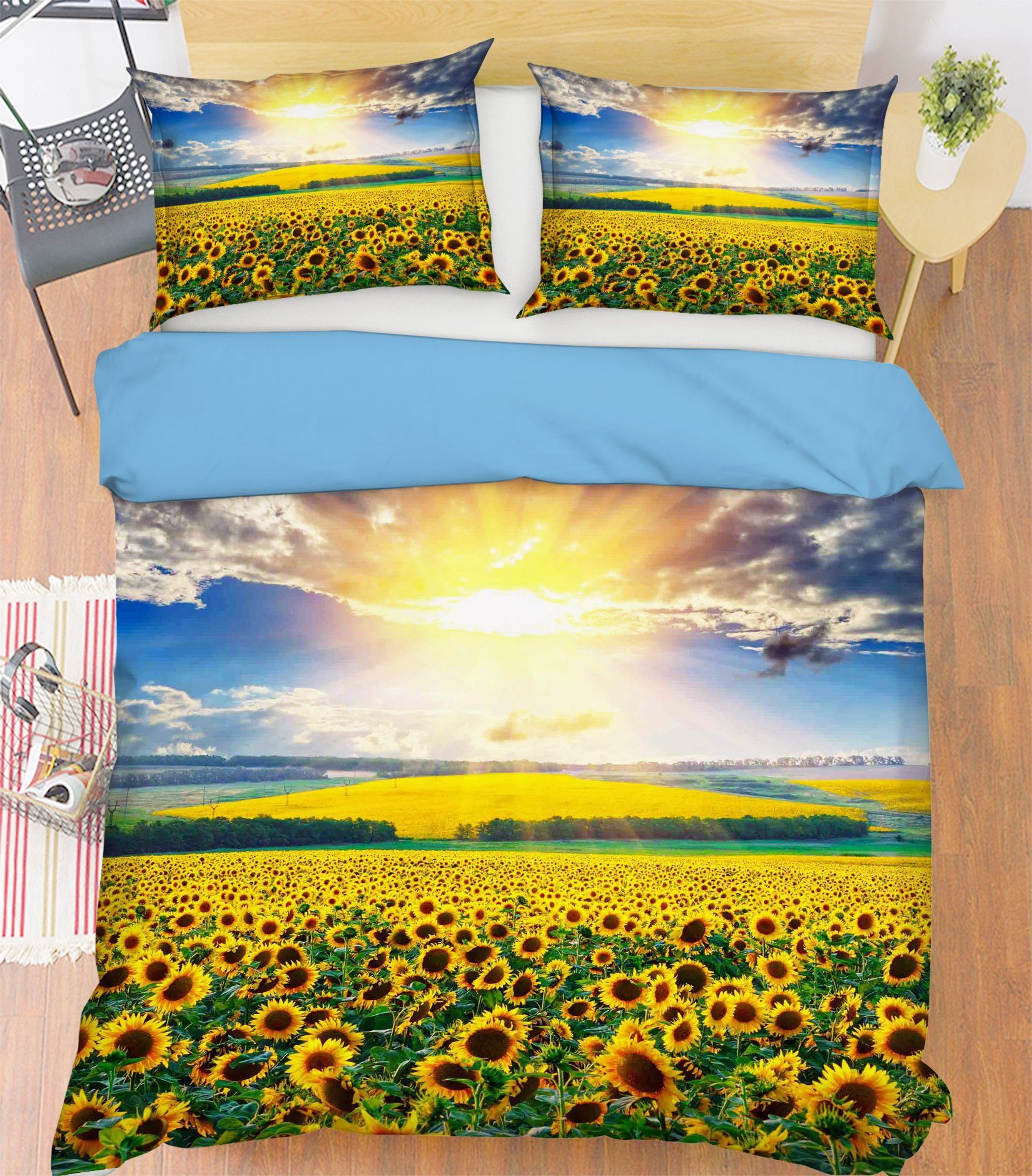 3D Sunset Sunflower 161 Bed Pillowcases Quilt Wallpaper AJ Wallpaper 