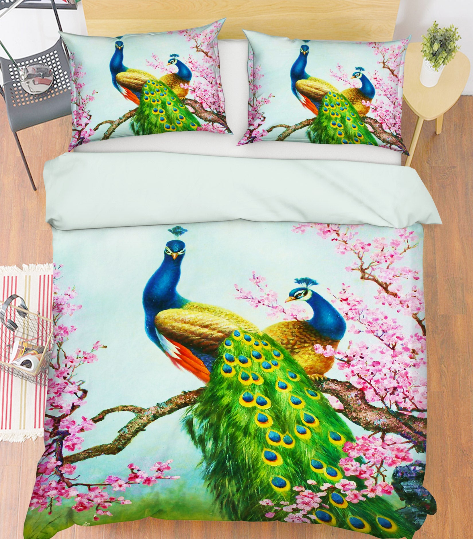 3D Peacock Branch 16082 Bed Pillowcases Quilt