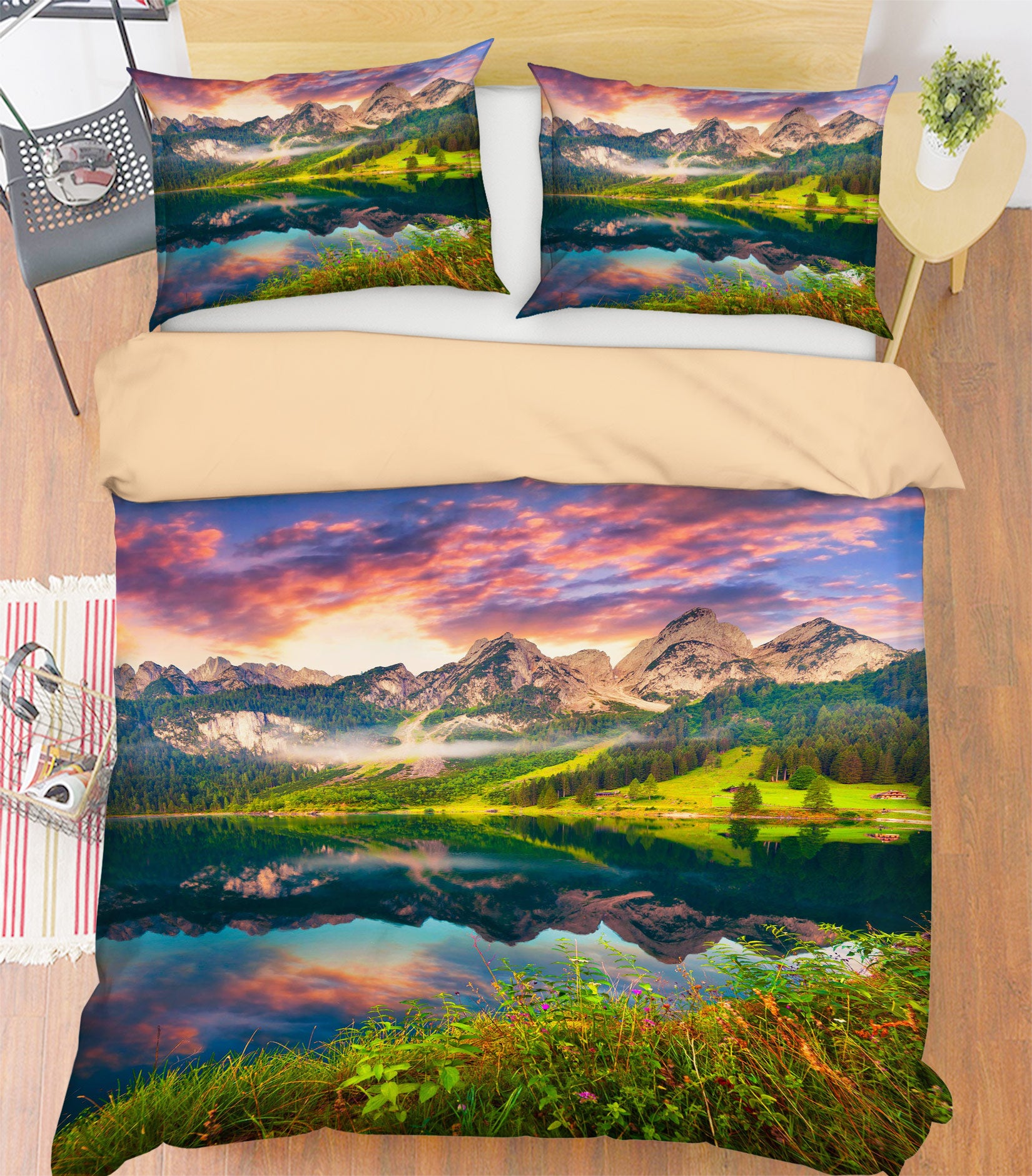 3D Mountains Rivers 15106 Bed Pillowcases Quilt