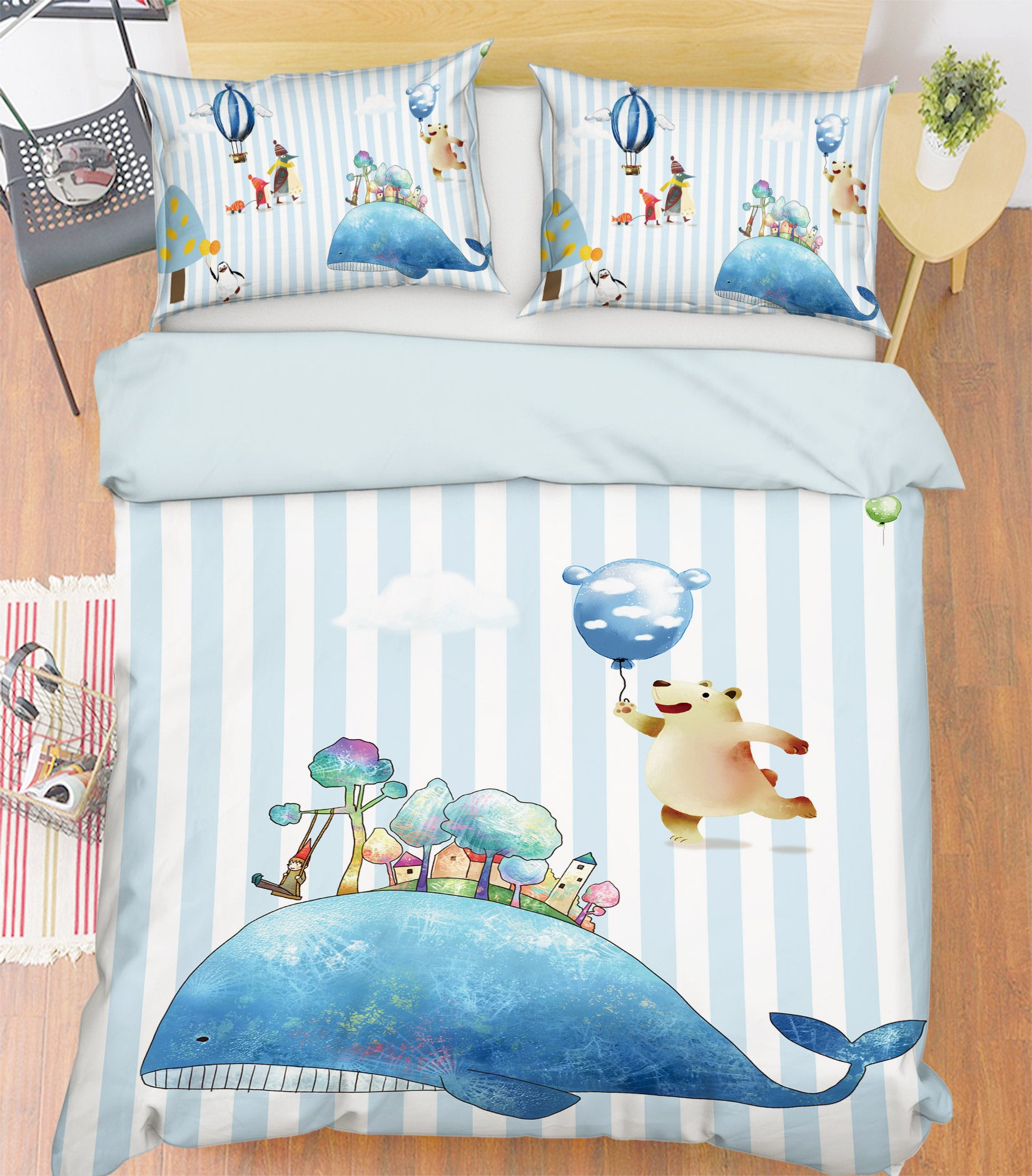 3D Whale 13059 Bed Pillowcases Quilt