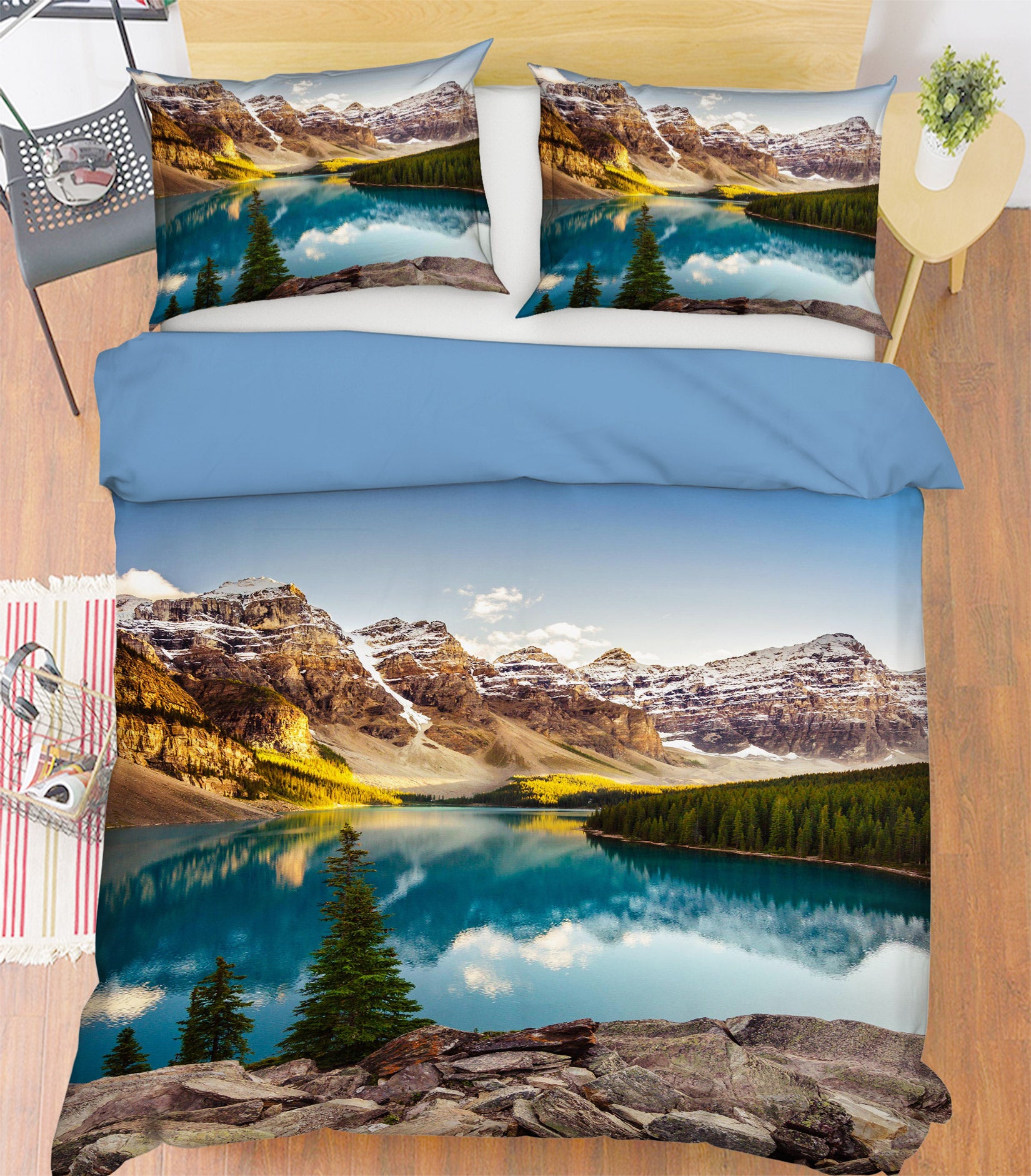 3D Mountain River 15126 Bed Pillowcases Quilt