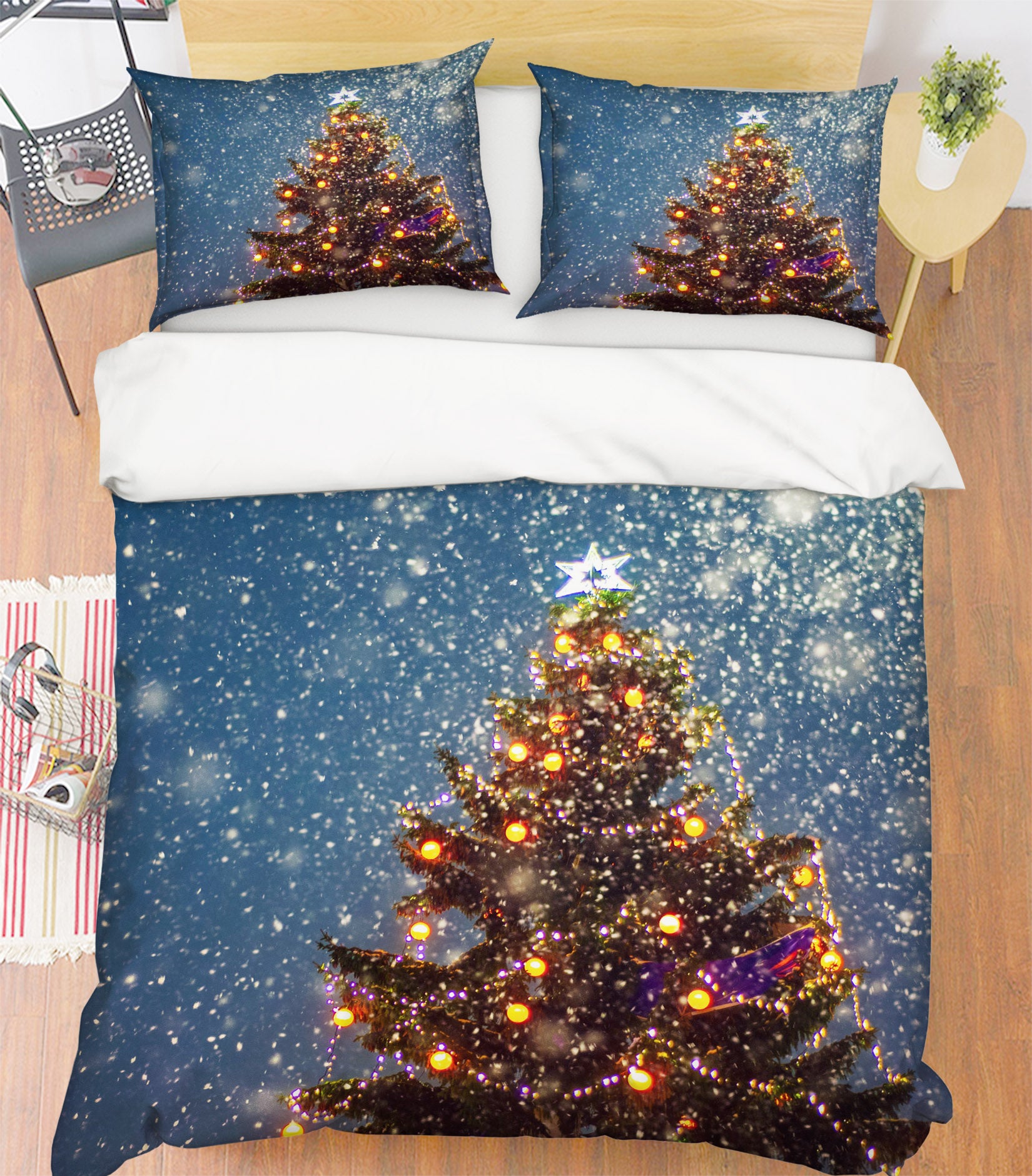 3D Snowing Tree 51132 Christmas Quilt Duvet Cover Xmas Bed Pillowcases