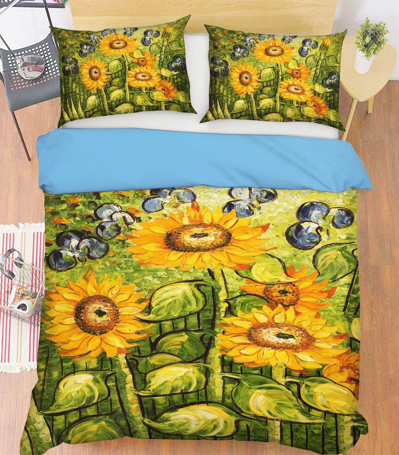 3D Sunflower Painting 047 Bed Pillowcases Quilt