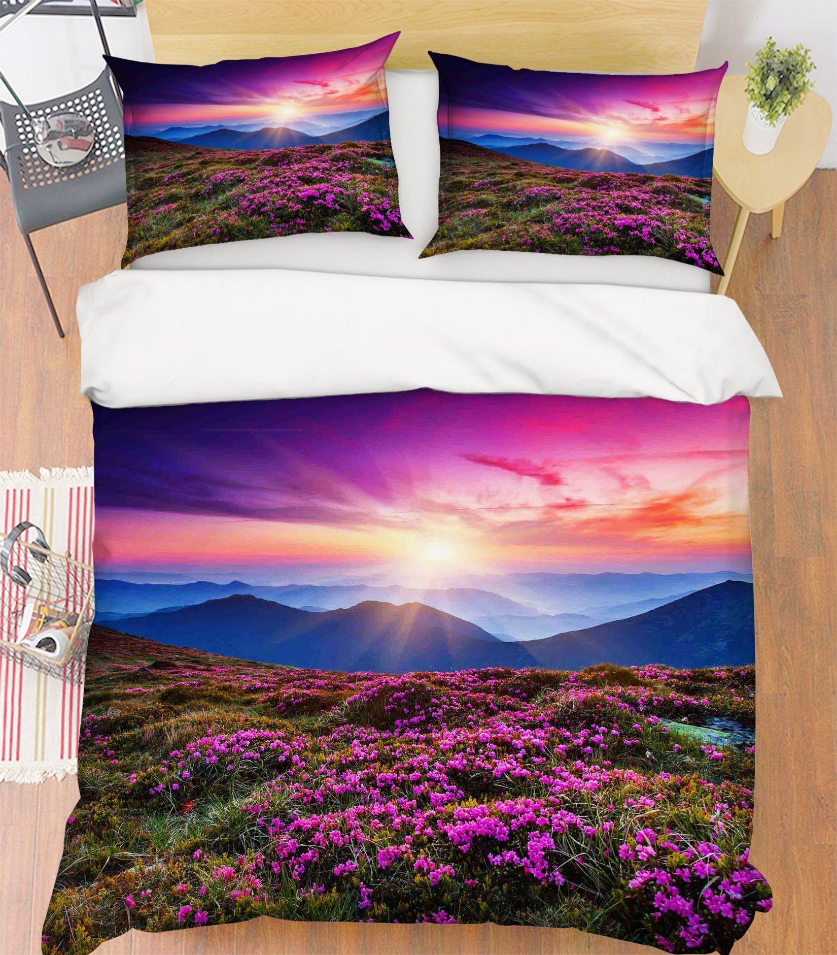 3D Sunset Flower 031 Bed Pillowcases Quilt Wallpaper AJ Wallpaper 