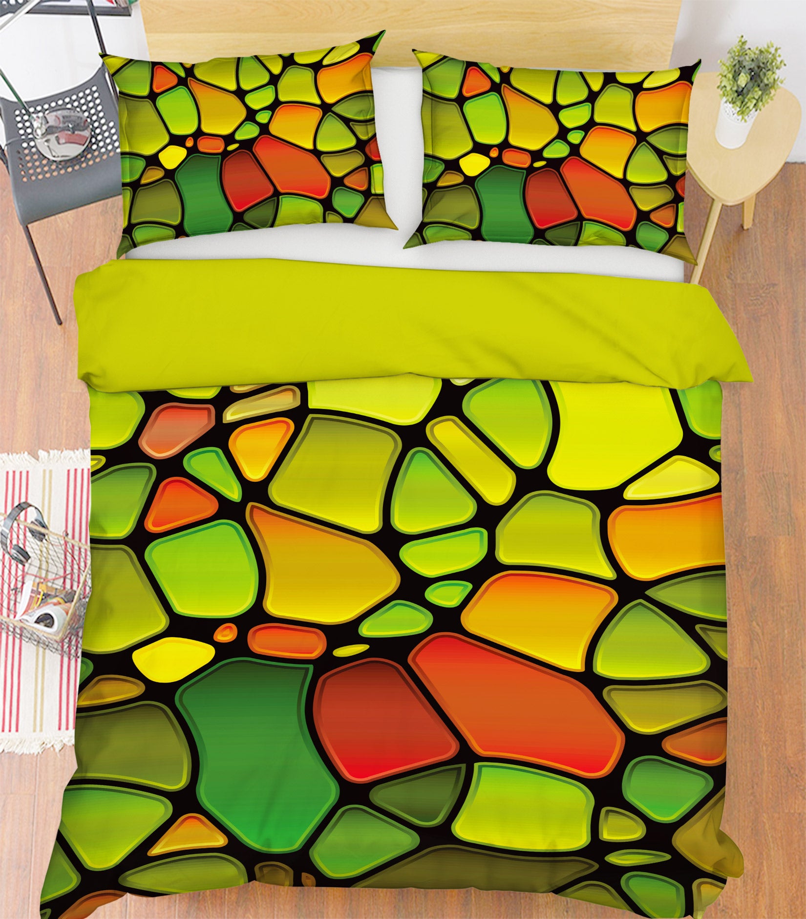 3D Circle Piece 14079 Bed Pillowcases Quilt