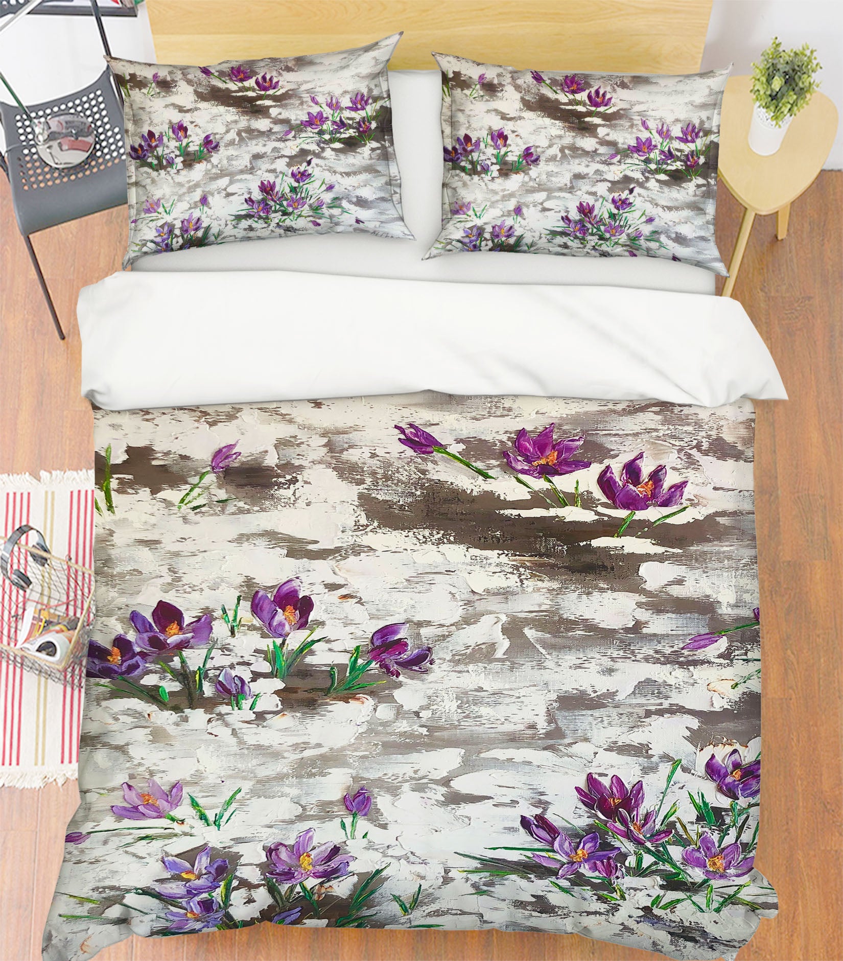 3D Purple Painted Flowers 523 Skromova Marina Bedding Bed Pillowcases Quilt