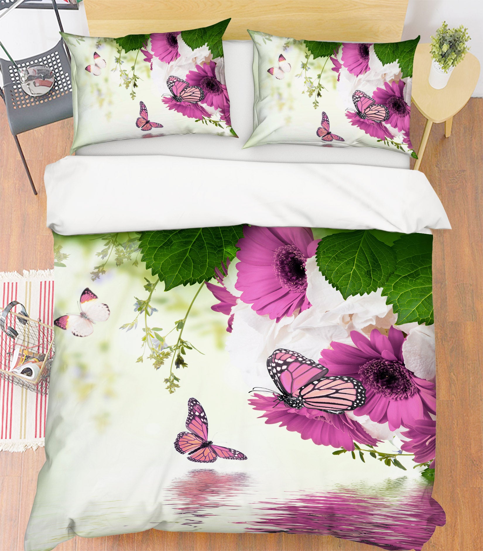 3D Flowers Butterfly 21019 Bed Pillowcases Quilt
