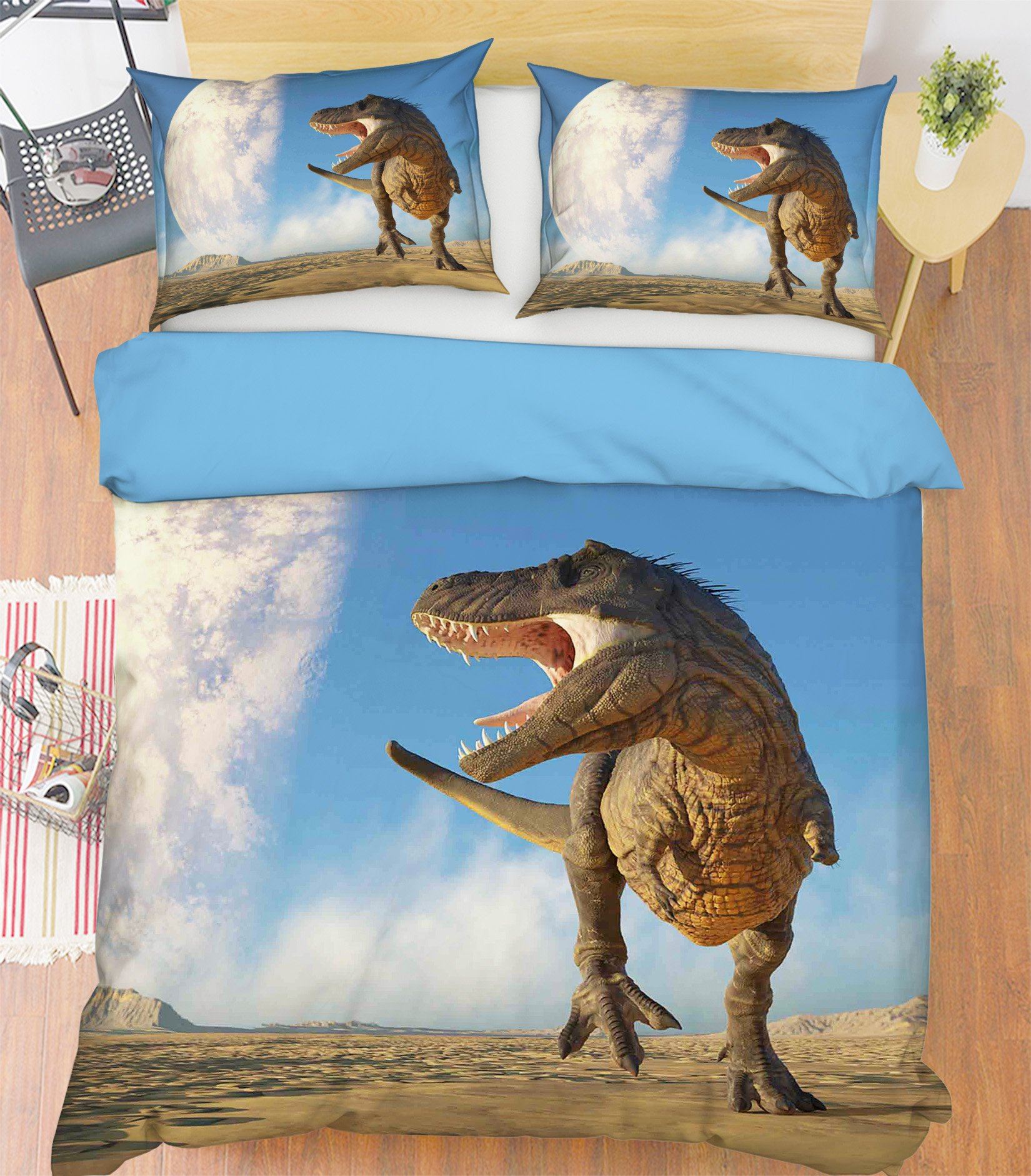 3D Moon Dinosaur 097 Bed Pillowcases Quilt Wallpaper AJ Wallpaper 