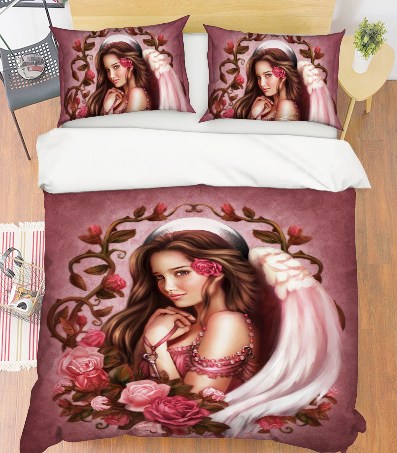 3D Pink Rose Woman 8845 Brigid Ashwood Bedding Bed Pillowcases Quilt Cover Duvet Cover