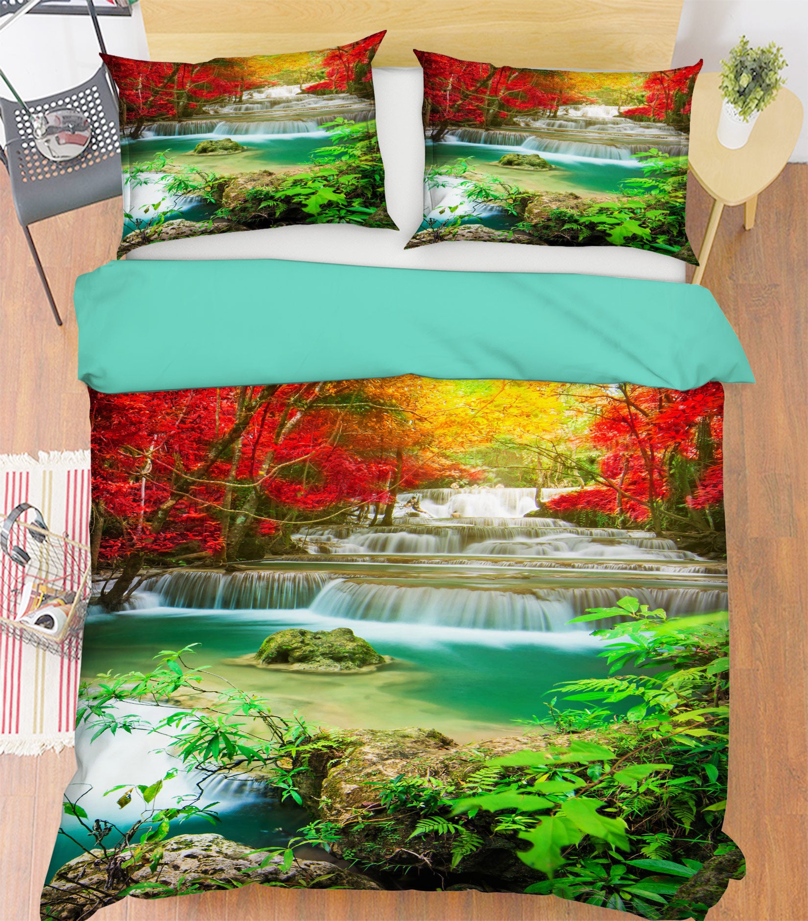 3D Forest Water 15104 Bed Pillowcases Quilt