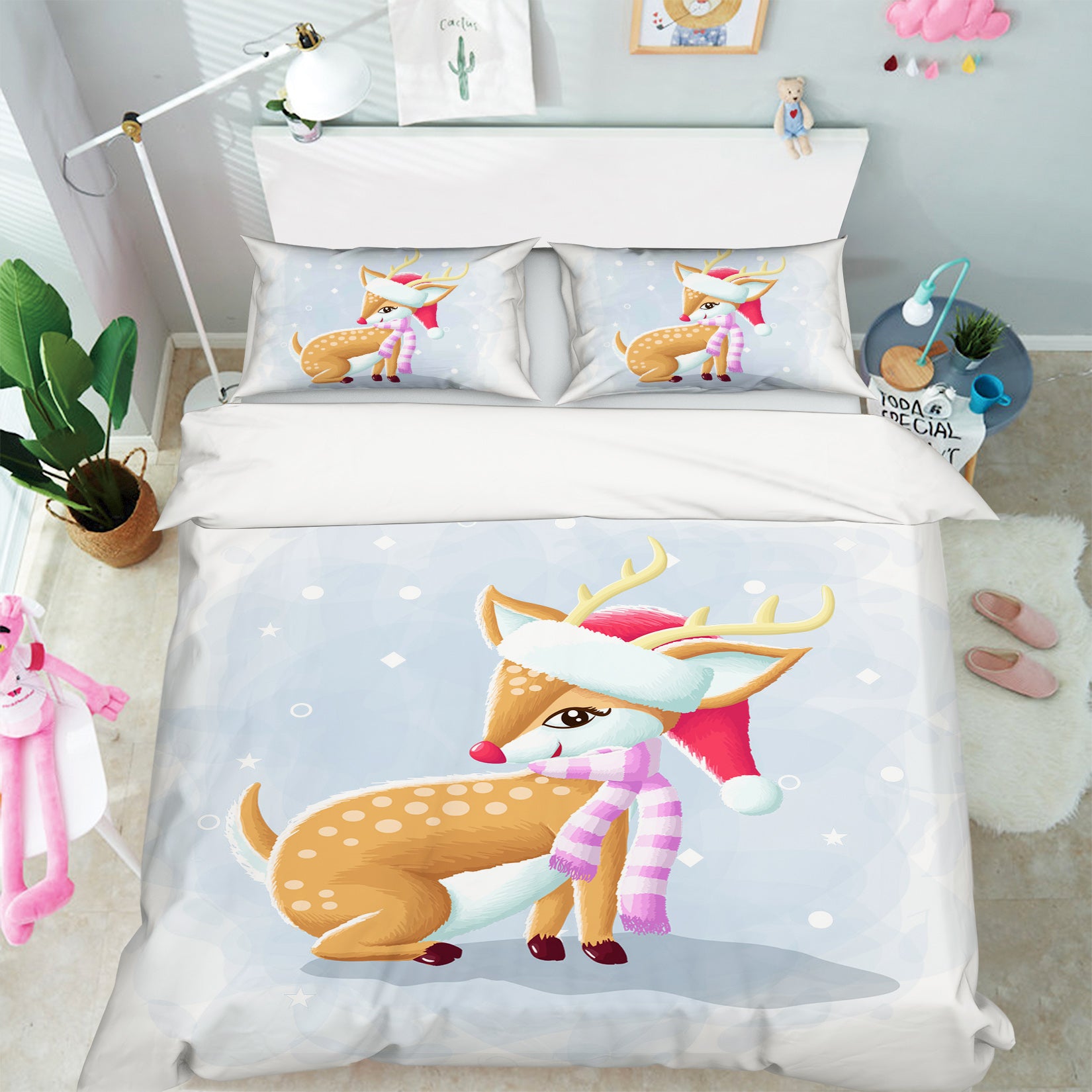 3D Cartoon Sika Deer 58237 Bed Pillowcases Quilt