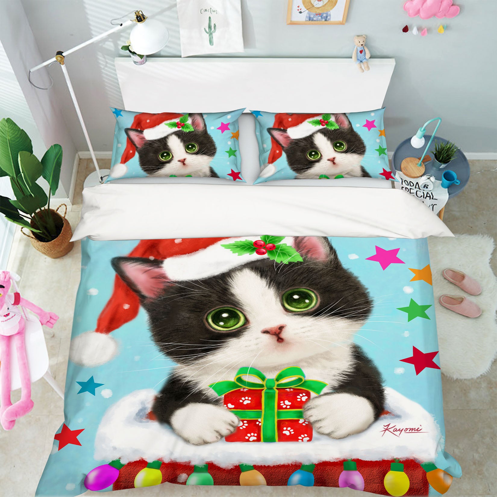 3D Christmas Cat Star 5870 Kayomi Harai Bedding Bed Pillowcases Quilt Cover Duvet Cover