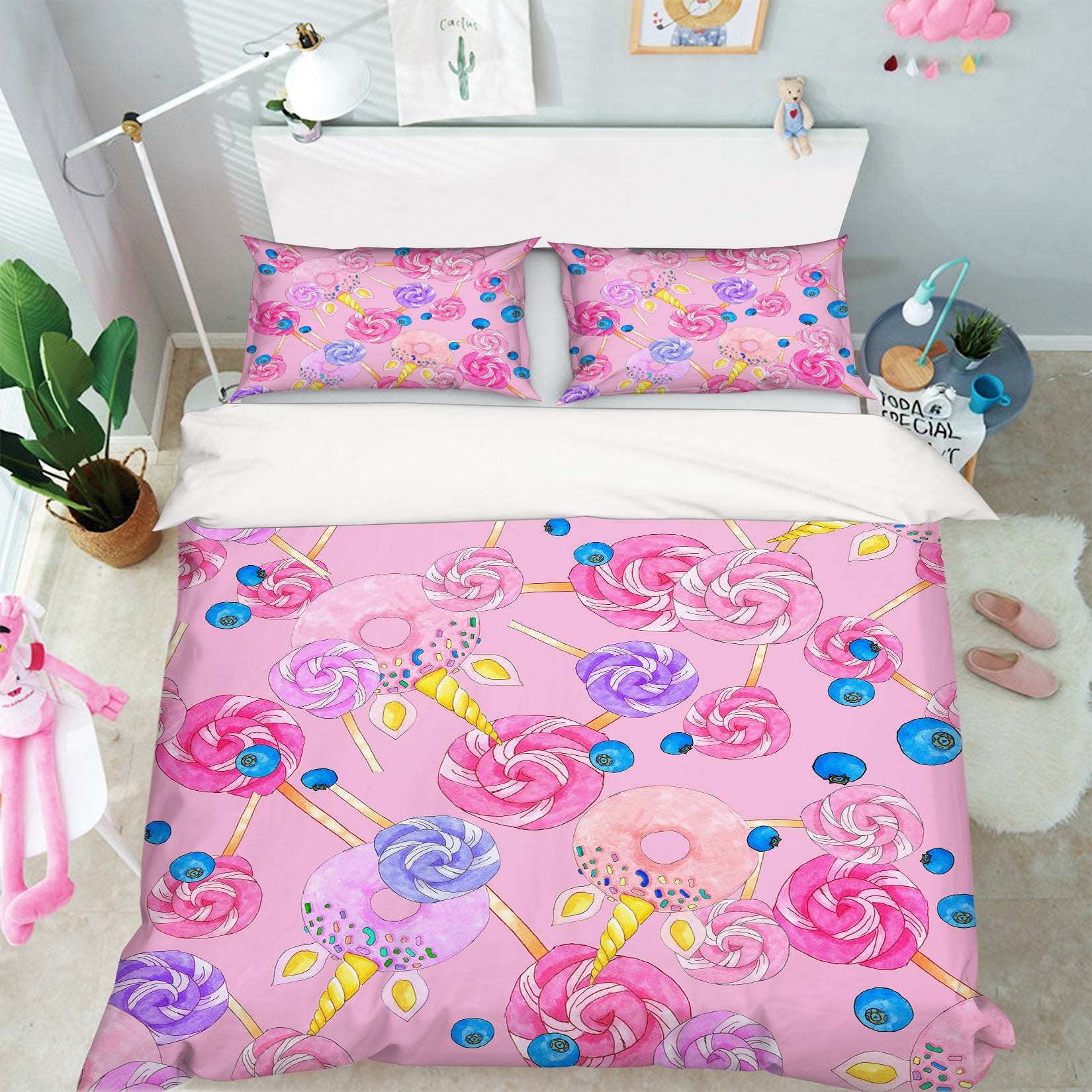 3D Pink Lollipop 60236 Bed Pillowcases Quilt