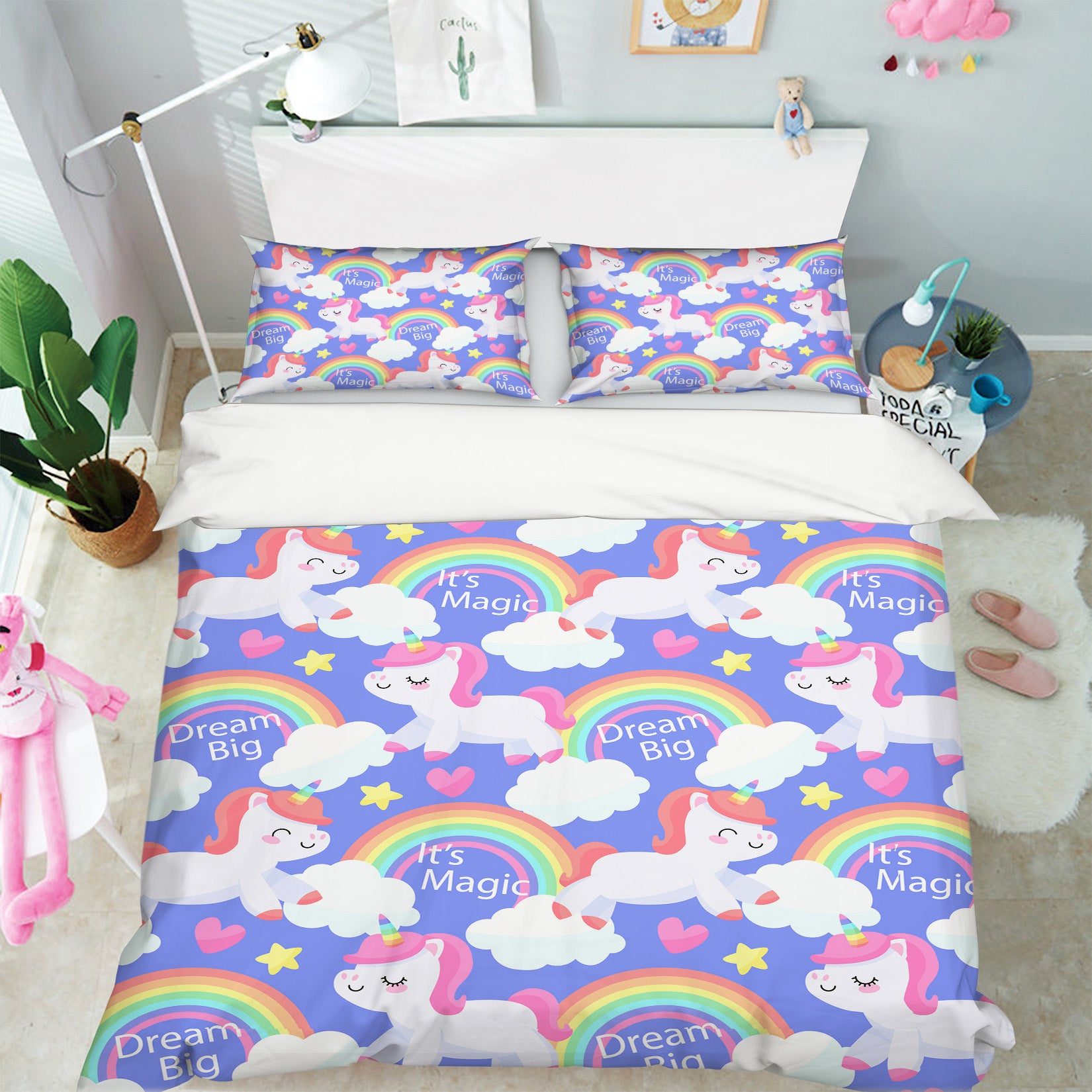 3D Rainbow Cloud Unicorn 60259 Bed Pillowcases Quilt