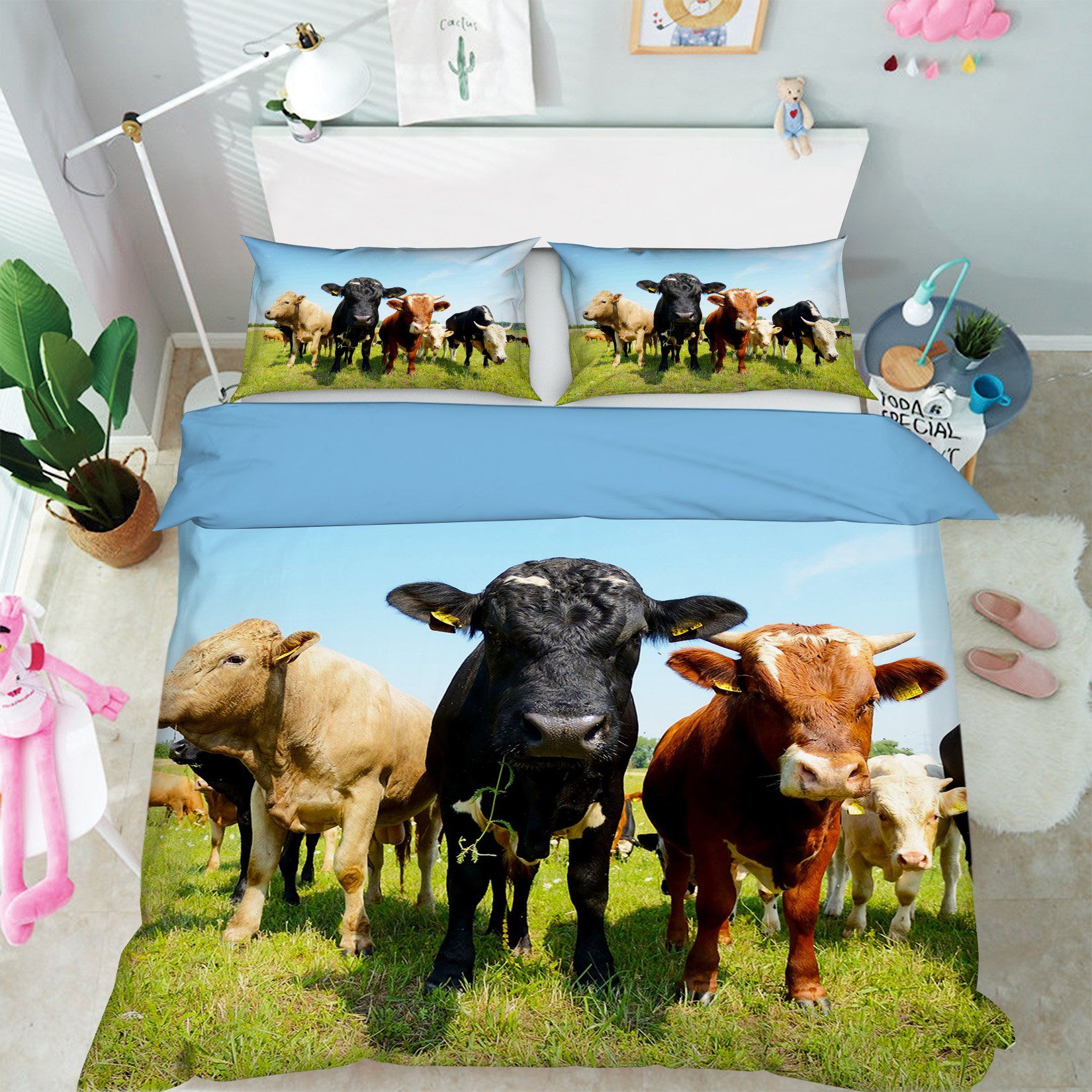 3D Herd Cows 1931 Bed Pillowcases Quilt Quiet Covers AJ Creativity Home 