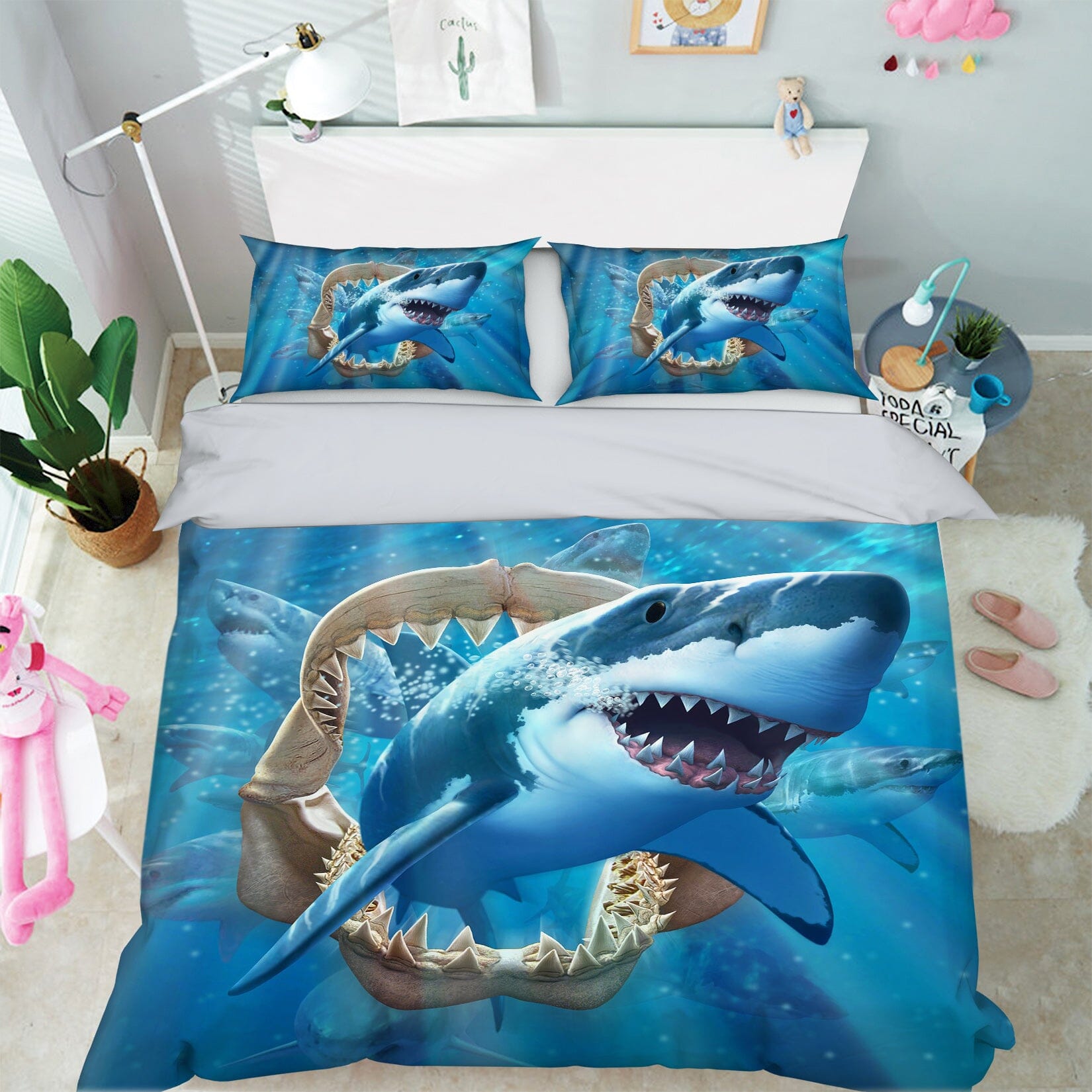 3D Great White Shark 2123 Jerry LoFaro bedding Bed Pillowcases Quilt Quiet Covers AJ Creativity Home 