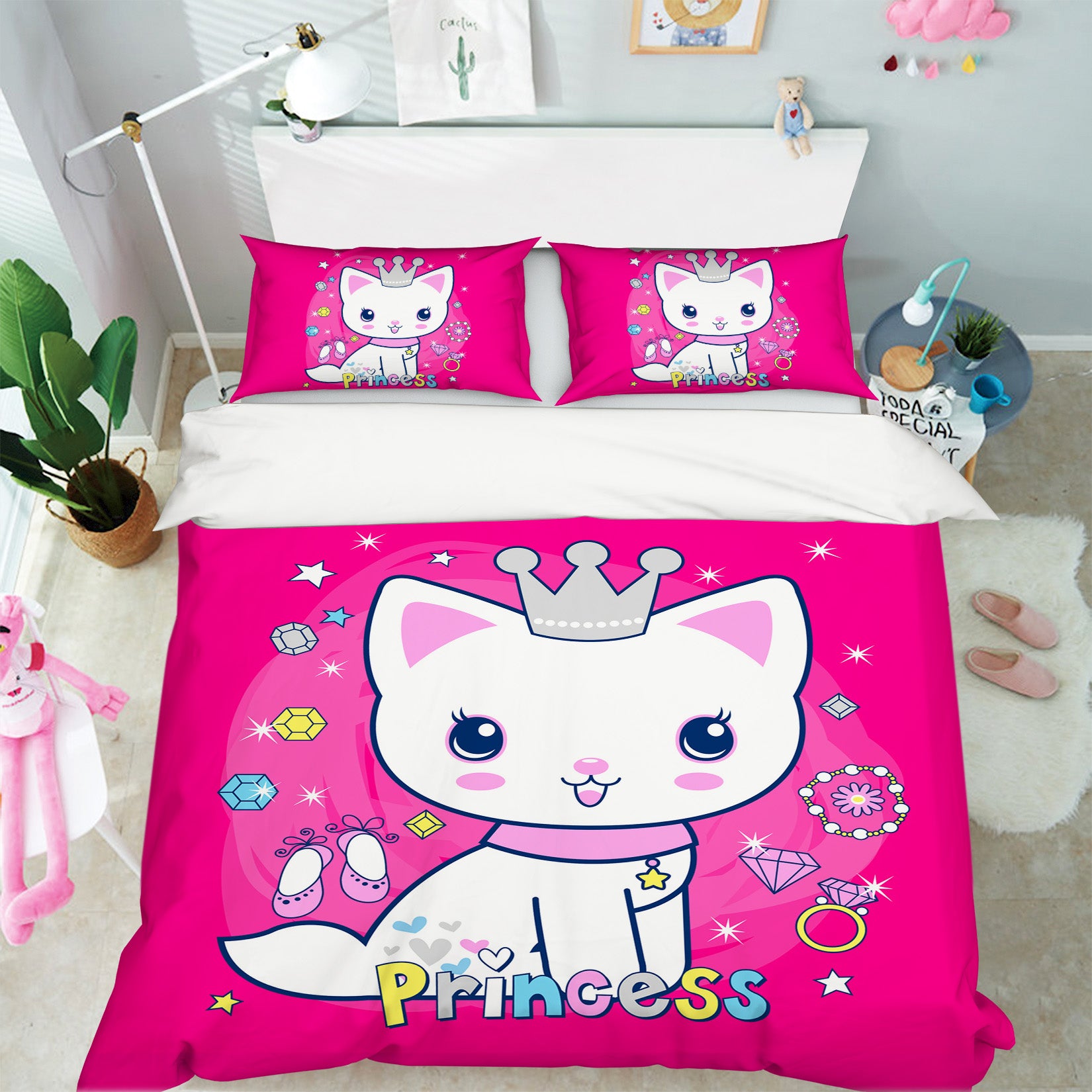 3D Crown Cat 58207 Bed Pillowcases Quilt