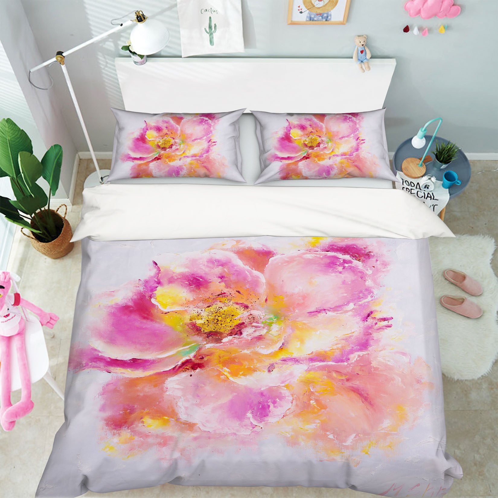 3D Watercolor Pink Flowers 568 Skromova Marina Bedding Bed Pillowcases Quilt