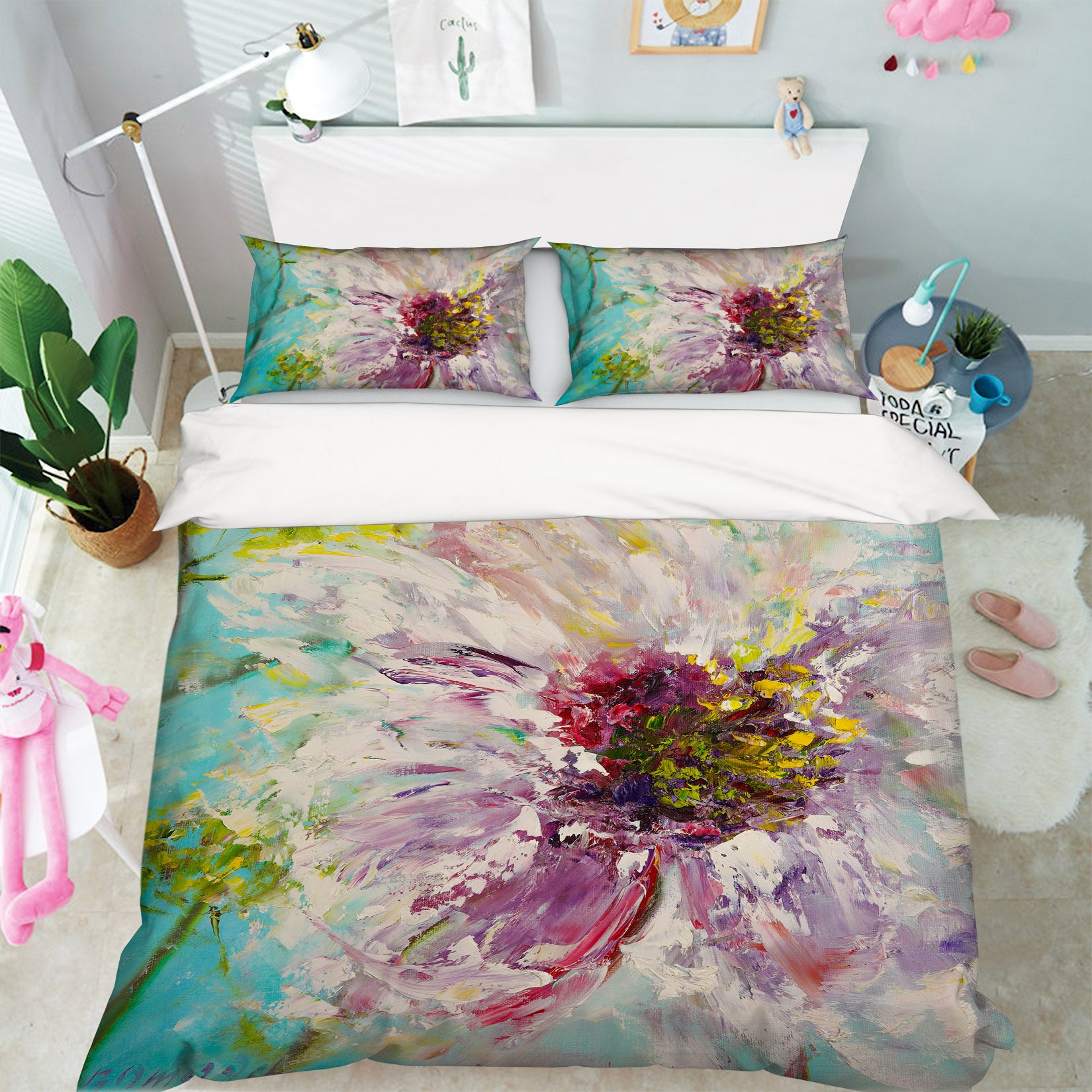 3D Pink Painted Flowers 542 Skromova Marina Bedding Bed Pillowcases Quilt