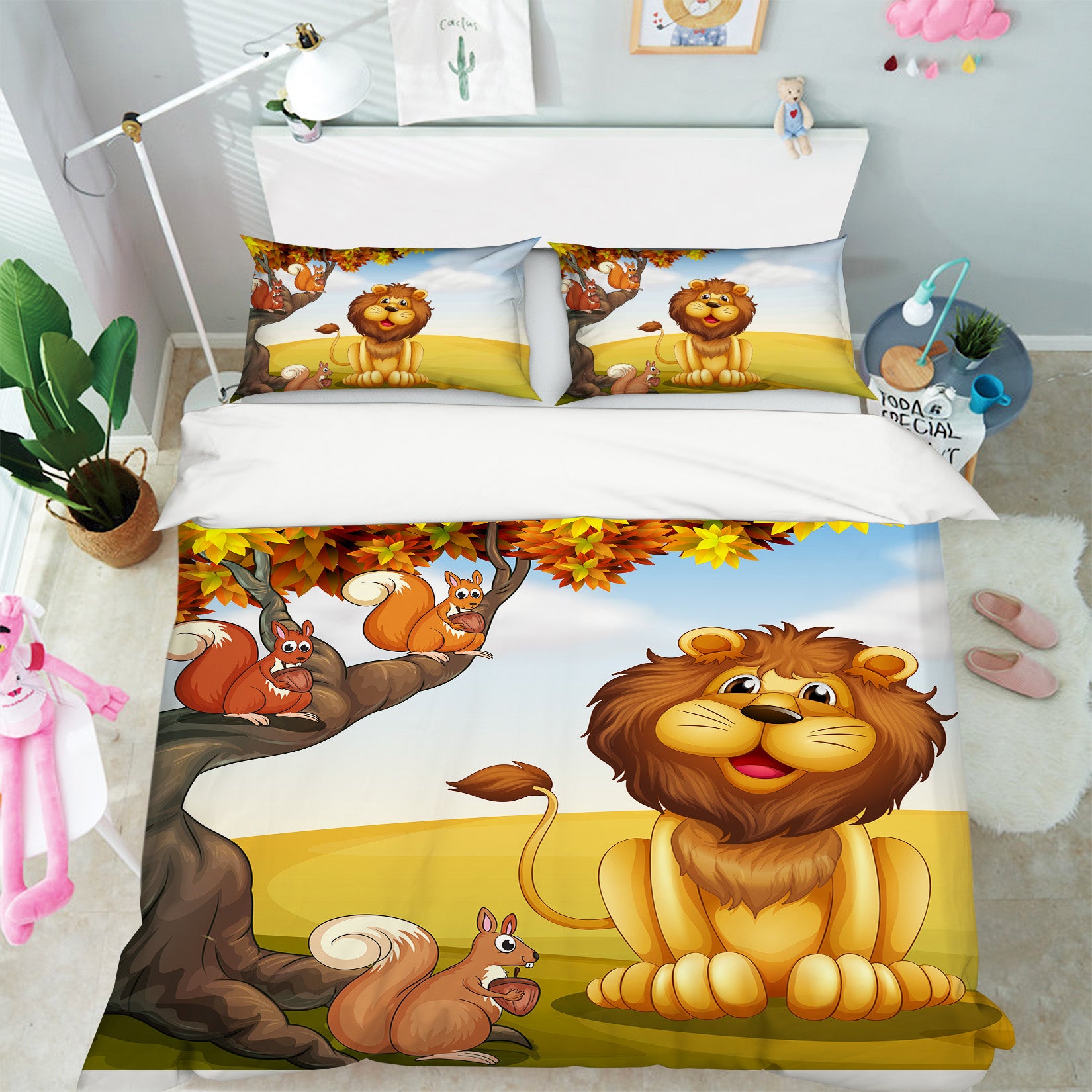 3D Lion Pine 19158 Bed Pillowcases Quilt