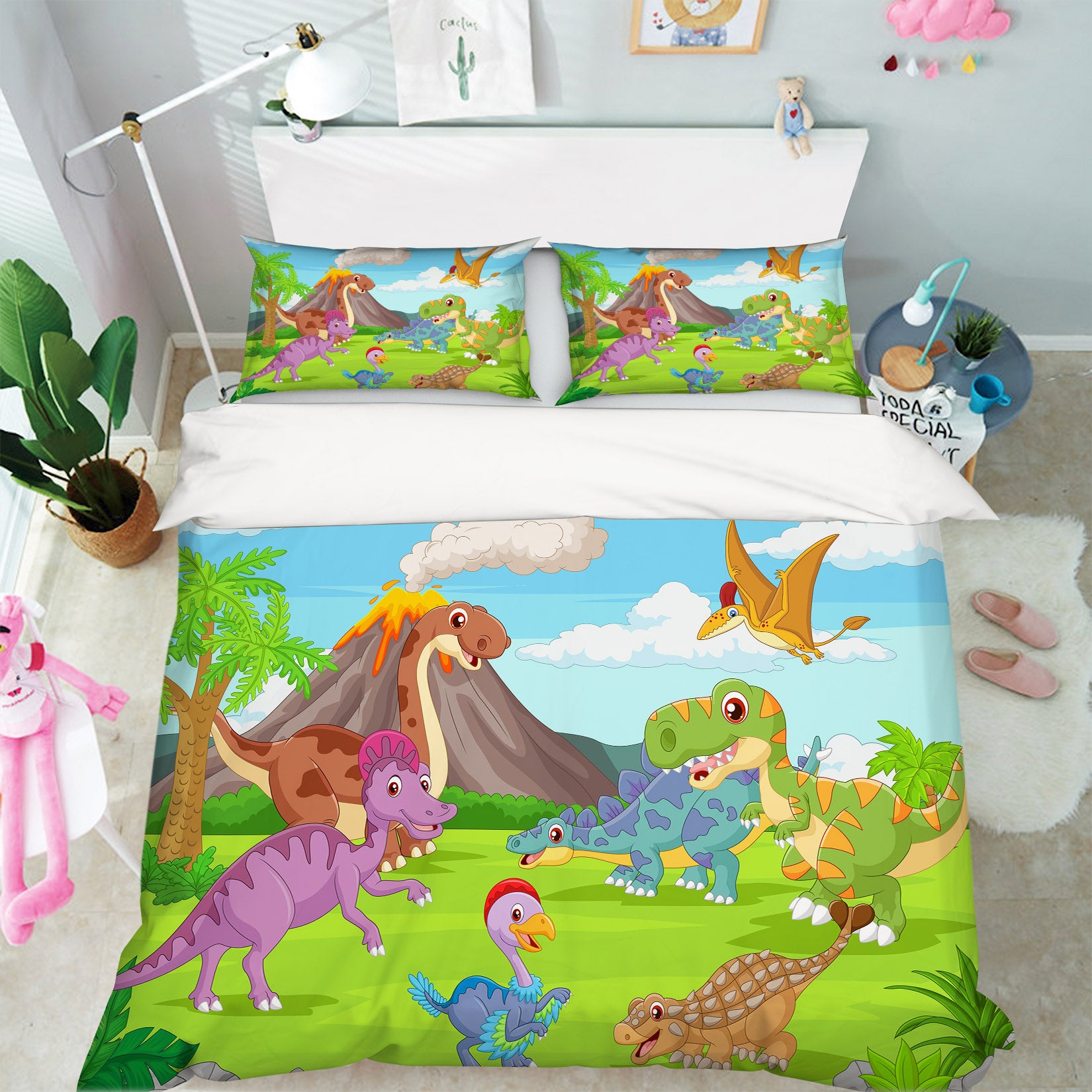 3D Cartoon Dinosaur 60220 Bed Pillowcases Quilt