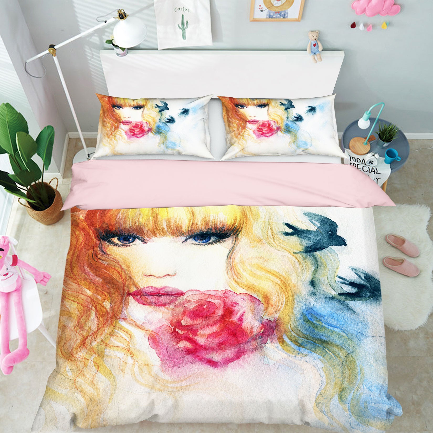 3D Rose Model 010 Bed Pillowcases Quilt