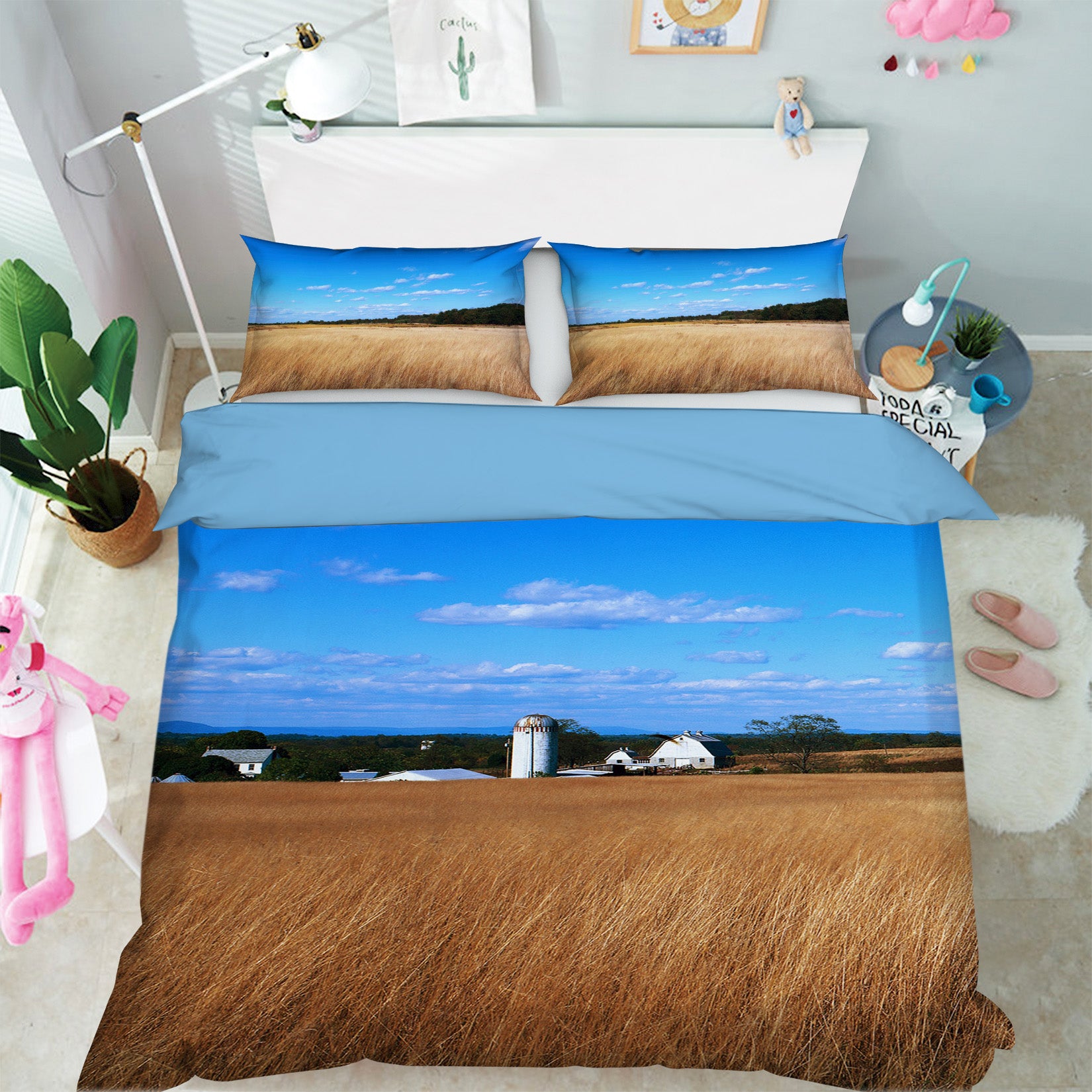 3D Wheat Field 098 Bed Pillowcases Quilt