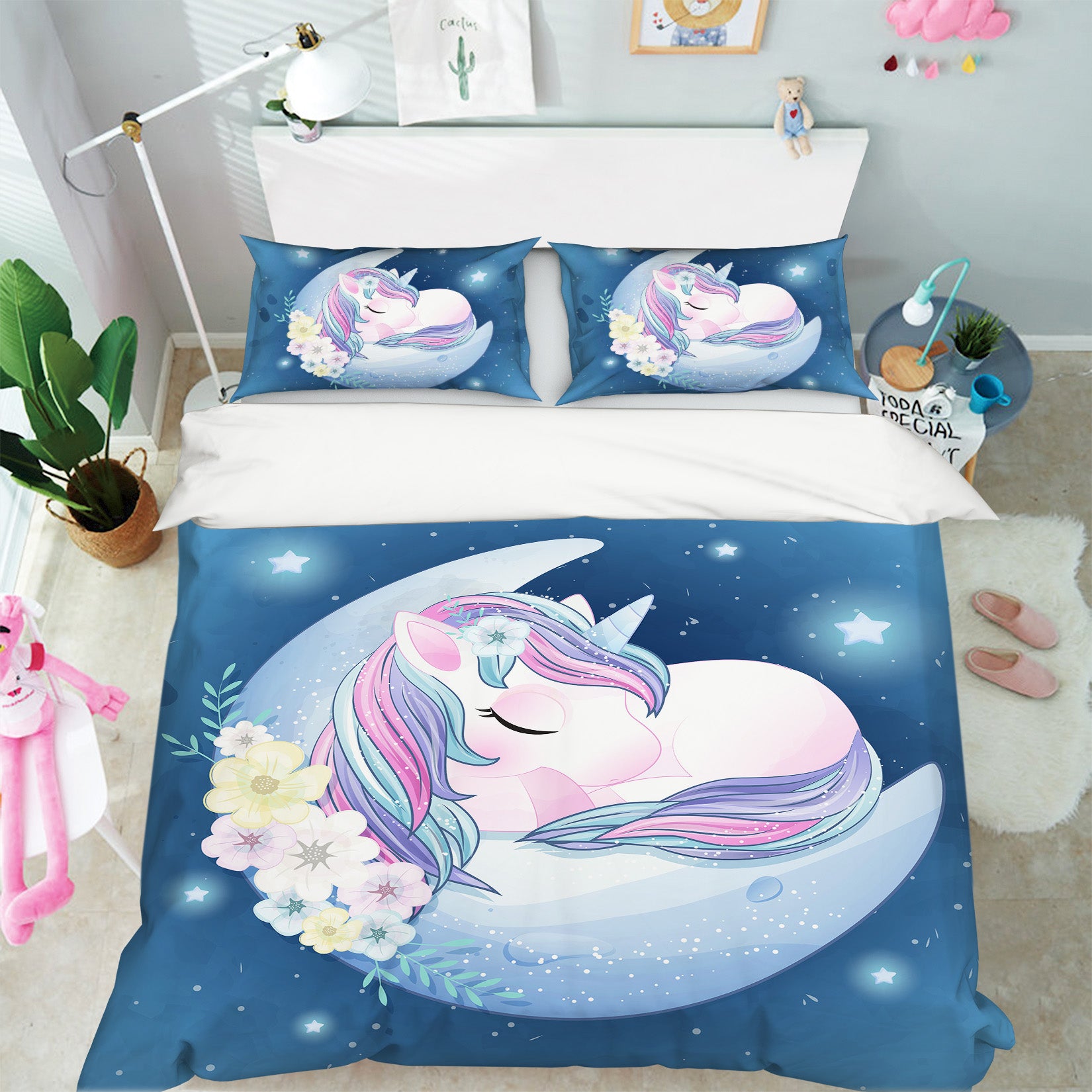 3D Moon Unicorn 59070 Bed Pillowcases Quilt