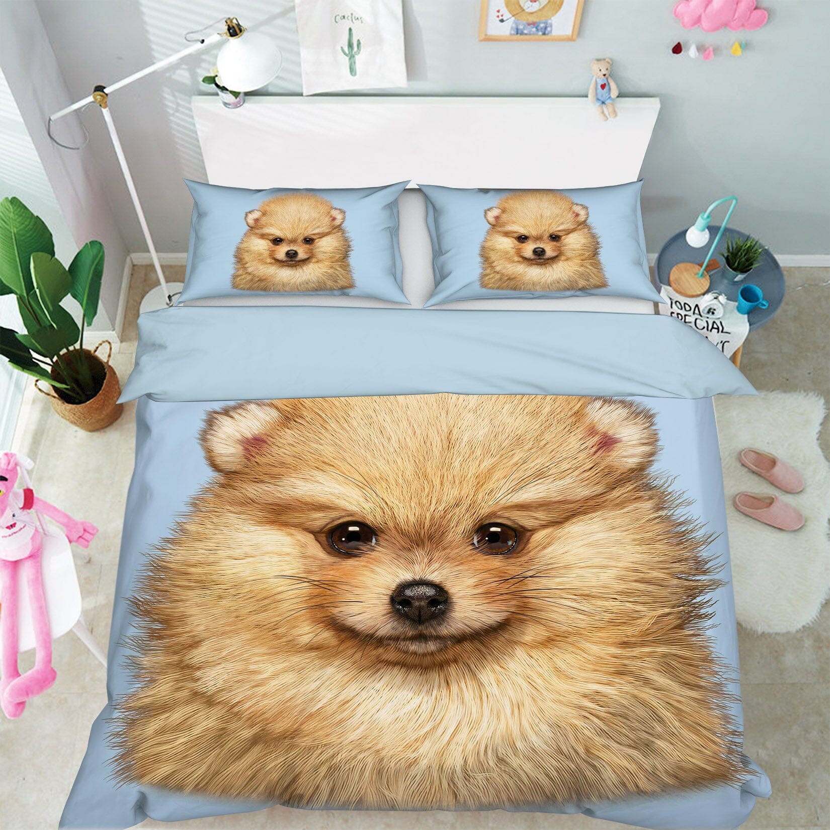 3D Pomeranian Puppy 070 Bed Pillowcases Quilt Exclusive Designer Vincent Quiet Covers AJ Creativity Home 