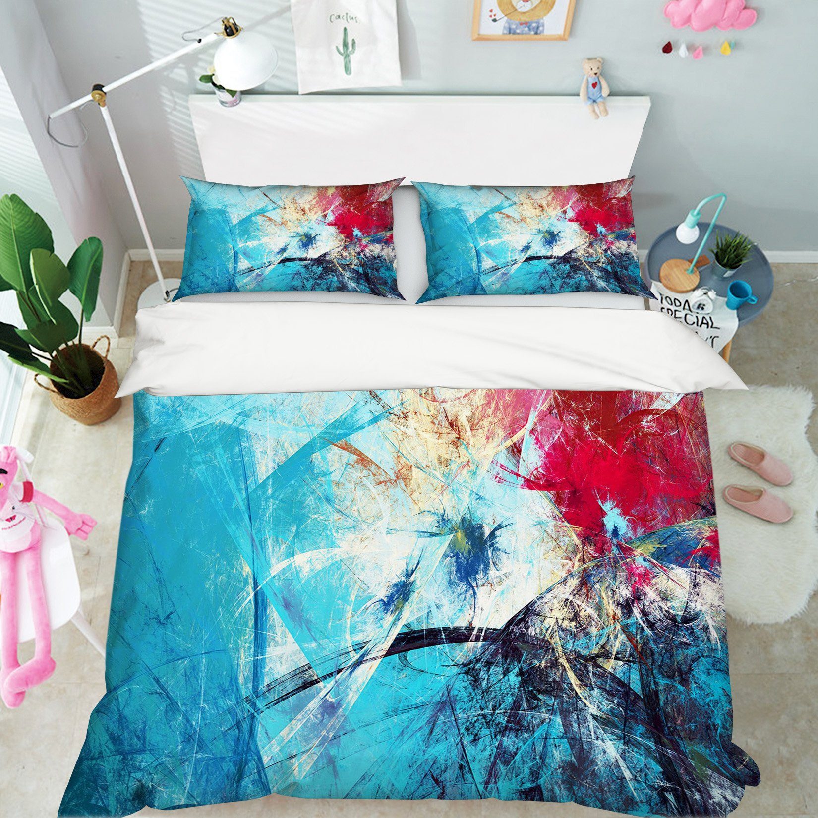 3D Graffiti Light Blue 025 Bed Pillowcases Quilt Wallpaper AJ Wallpaper 