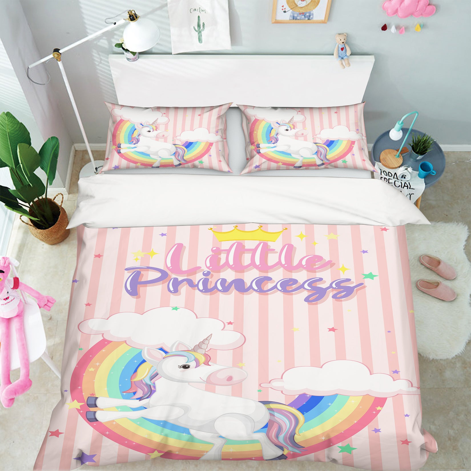 3D Rainbow Cloud Unicorn 60244 Bed Pillowcases Quilt