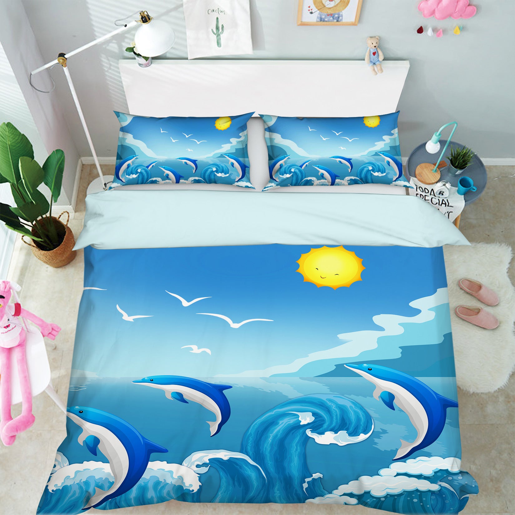3D Dolphin 13091 Bed Pillowcases Quilt