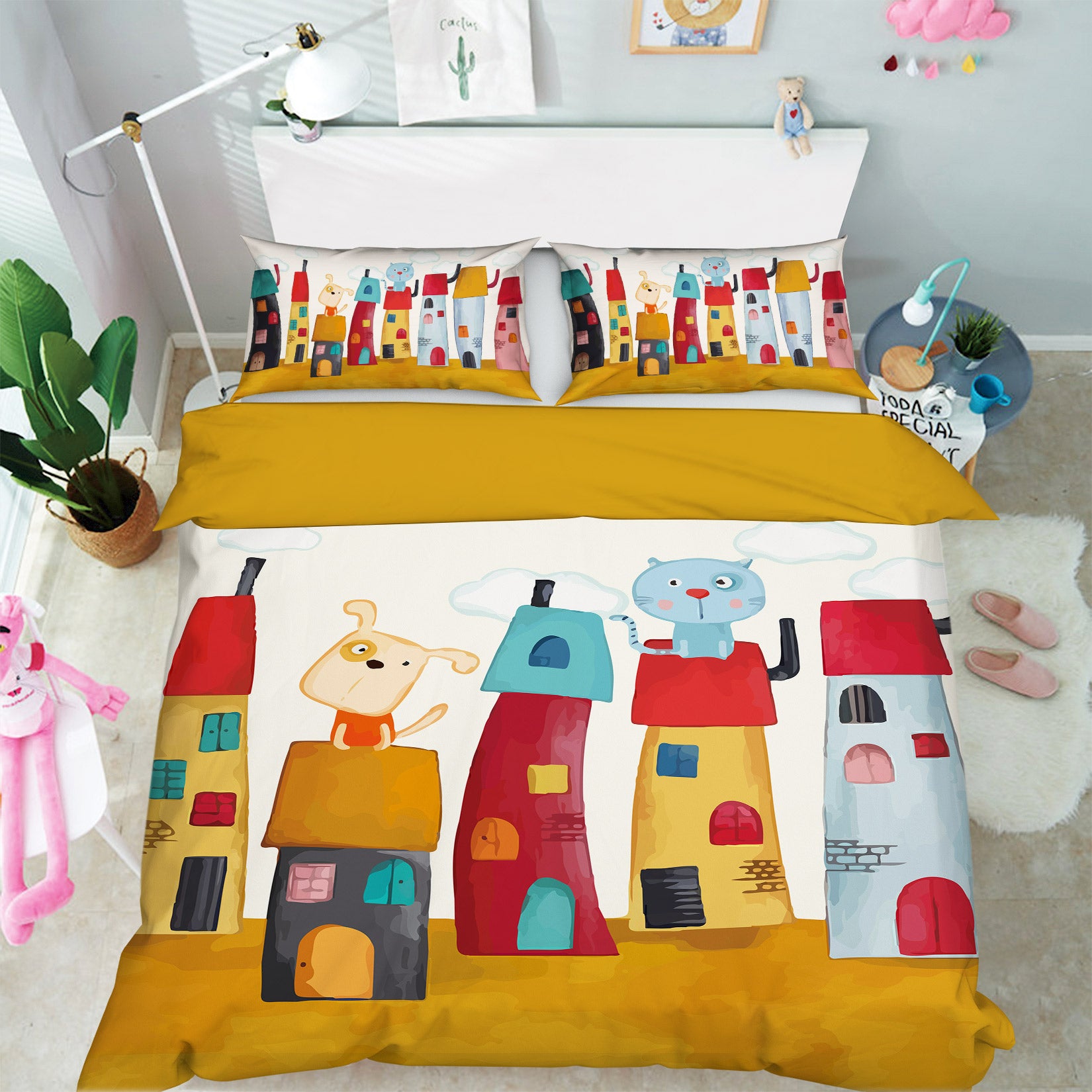 3D Cartoon House Cat 13106 Bed Pillowcases Quilt