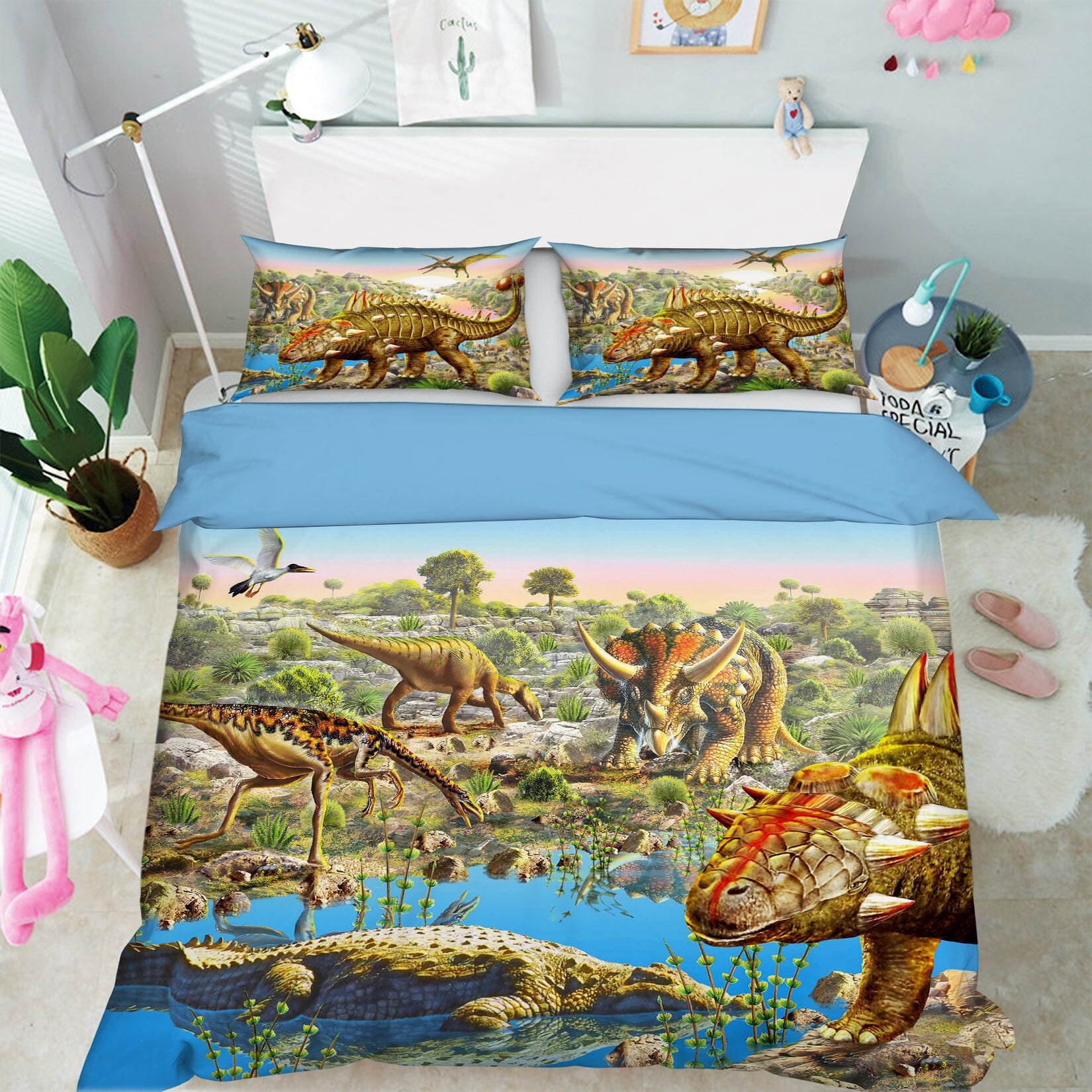 3D Dinosaur World 2101 Adrian Chesterman Bedding Bed Pillowcases Quilt Quiet Covers AJ Creativity Home 