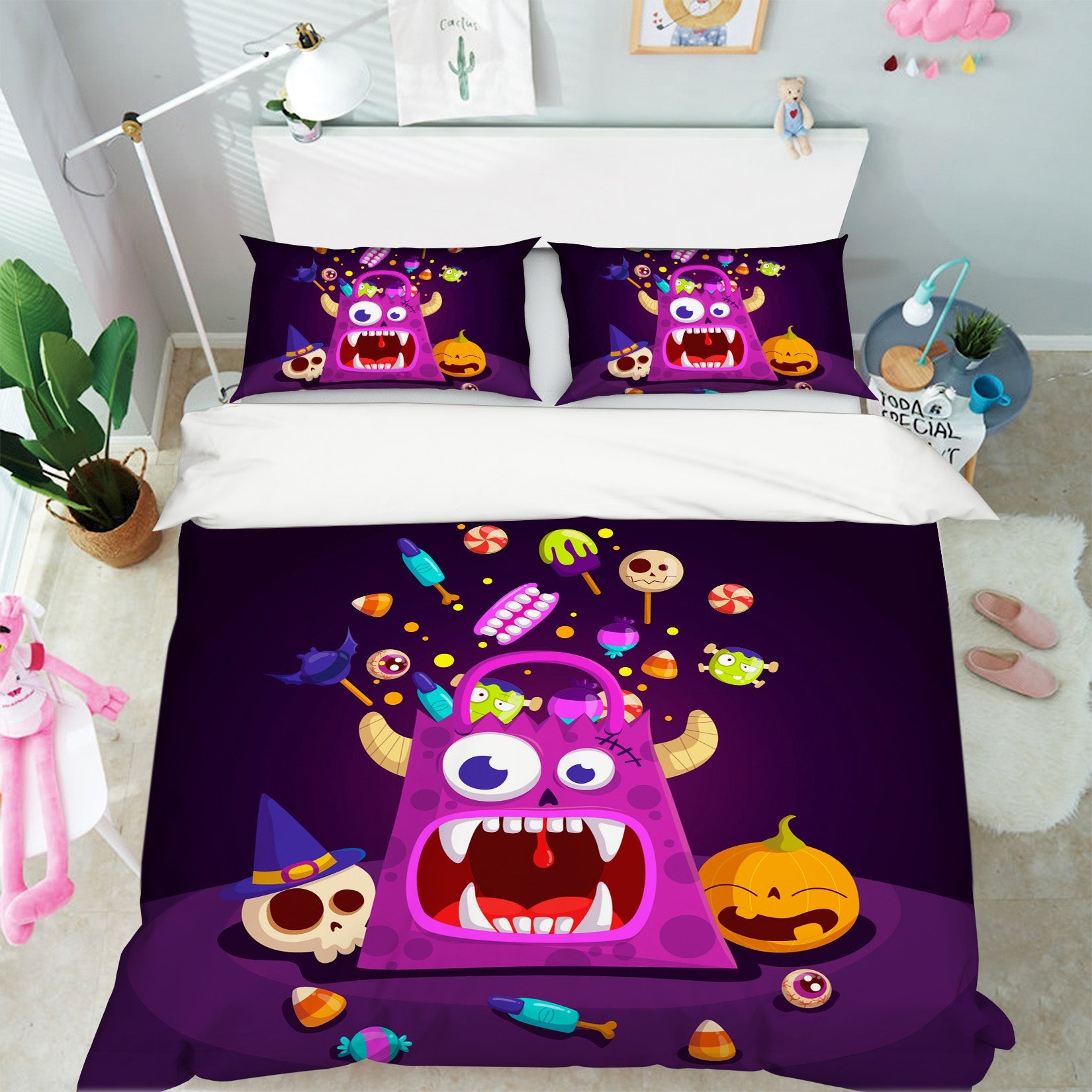 3D Monster Shopping Bag 1200 Halloween Bed Pillowcases Quilt Quiet Covers AJ Creativity Home 