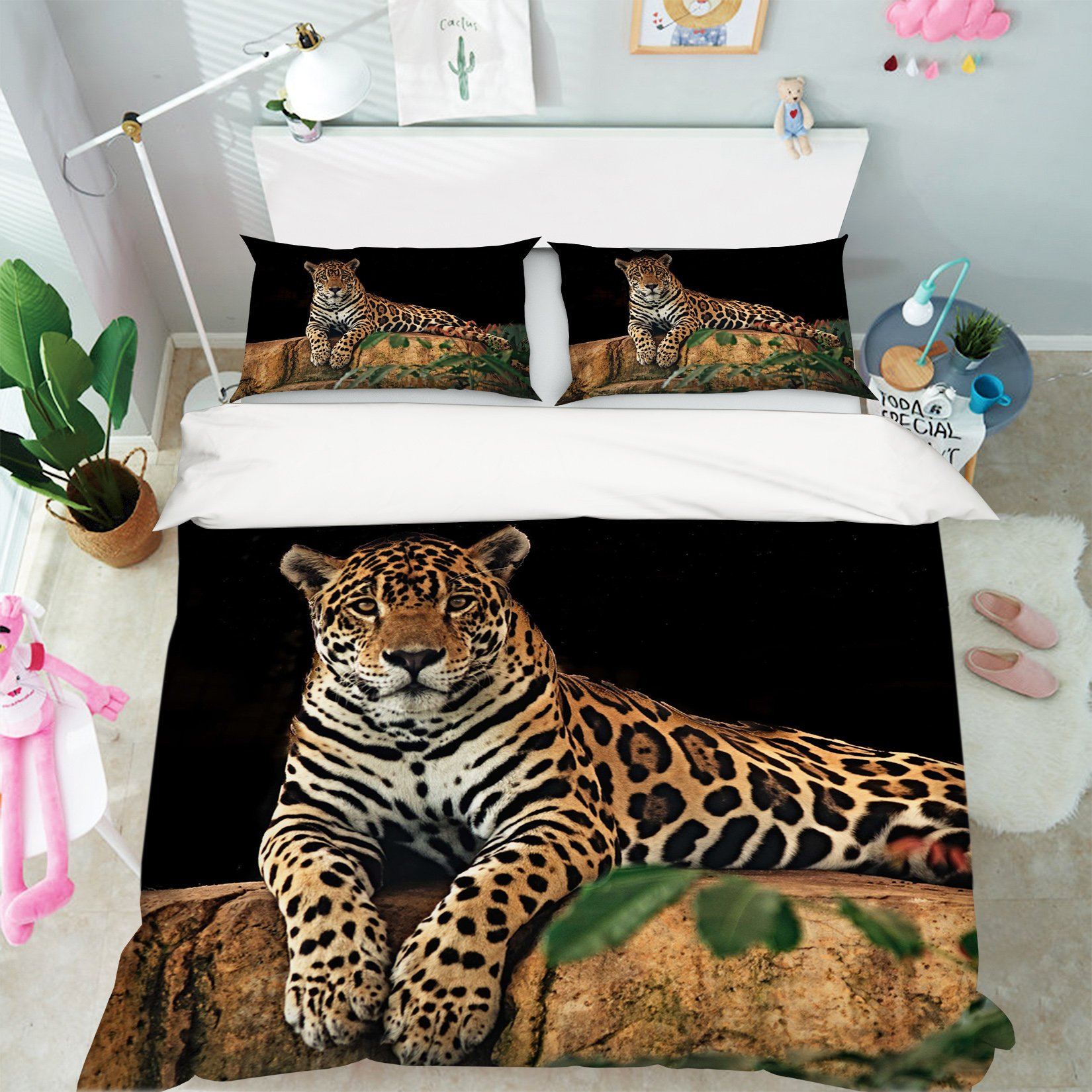 3D Tiger Squatting 1966 Bed Pillowcases Quilt Quiet Covers AJ Creativity Home 