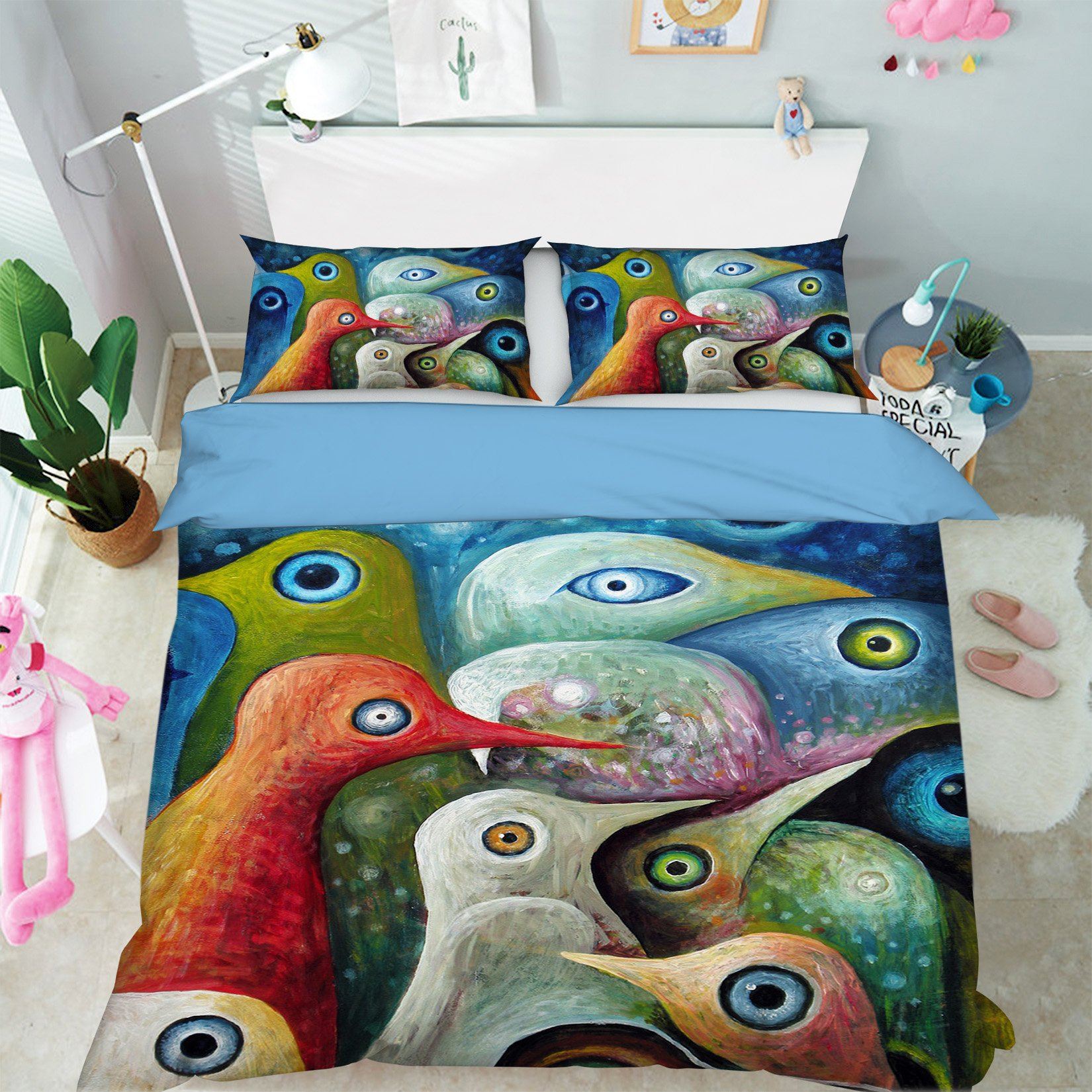 3D Colored Wood Bird 088 Bed Pillowcases Quilt Wallpaper AJ Wallpaper 