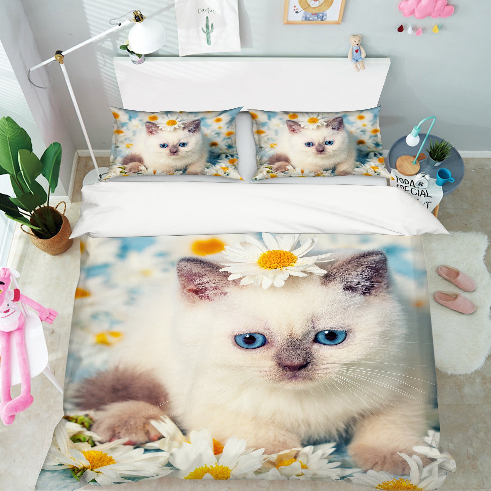 3D Cat Little Daisy 14212 Bed Pillowcases Quilt