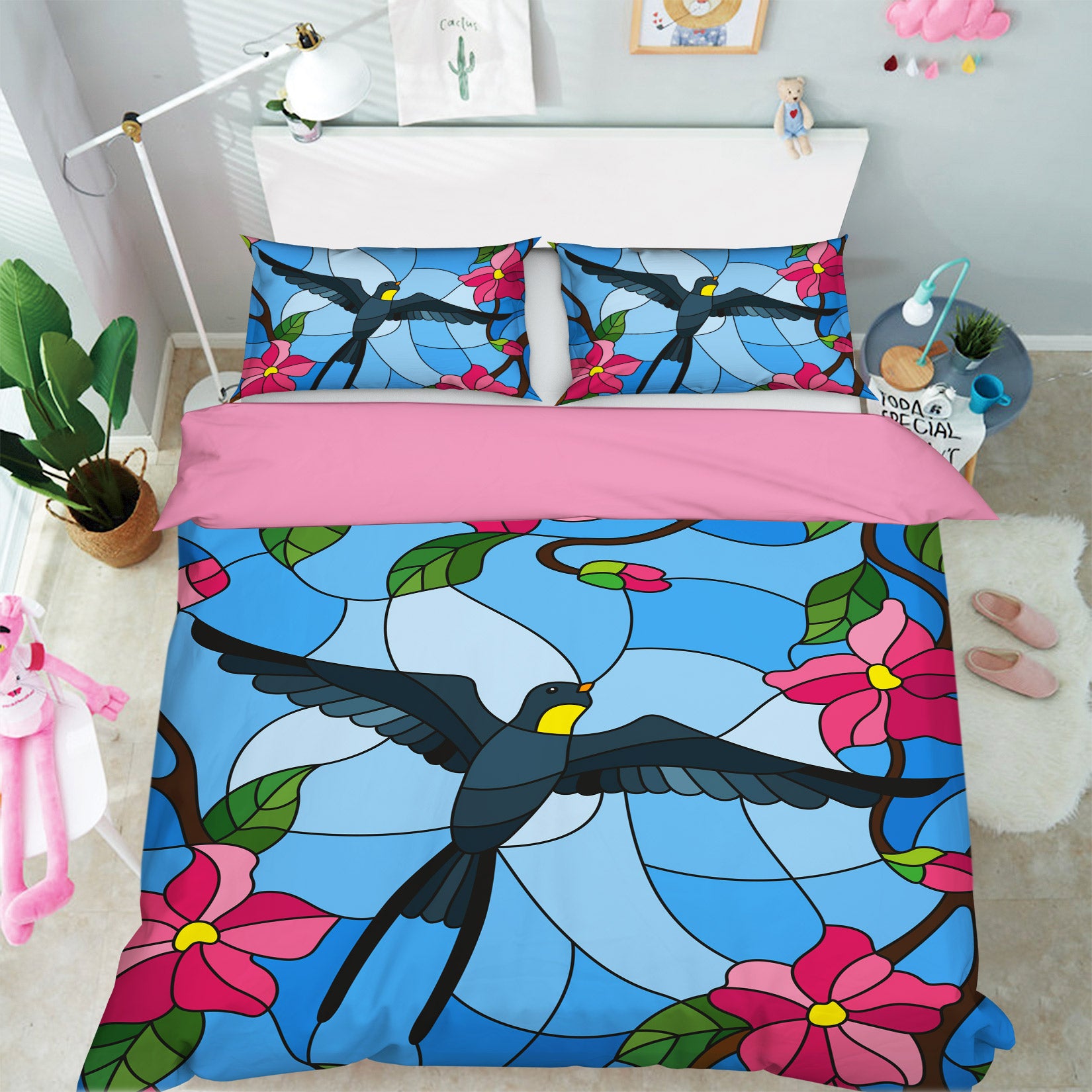 3D Swallow 14064 Bed Pillowcases Quilt