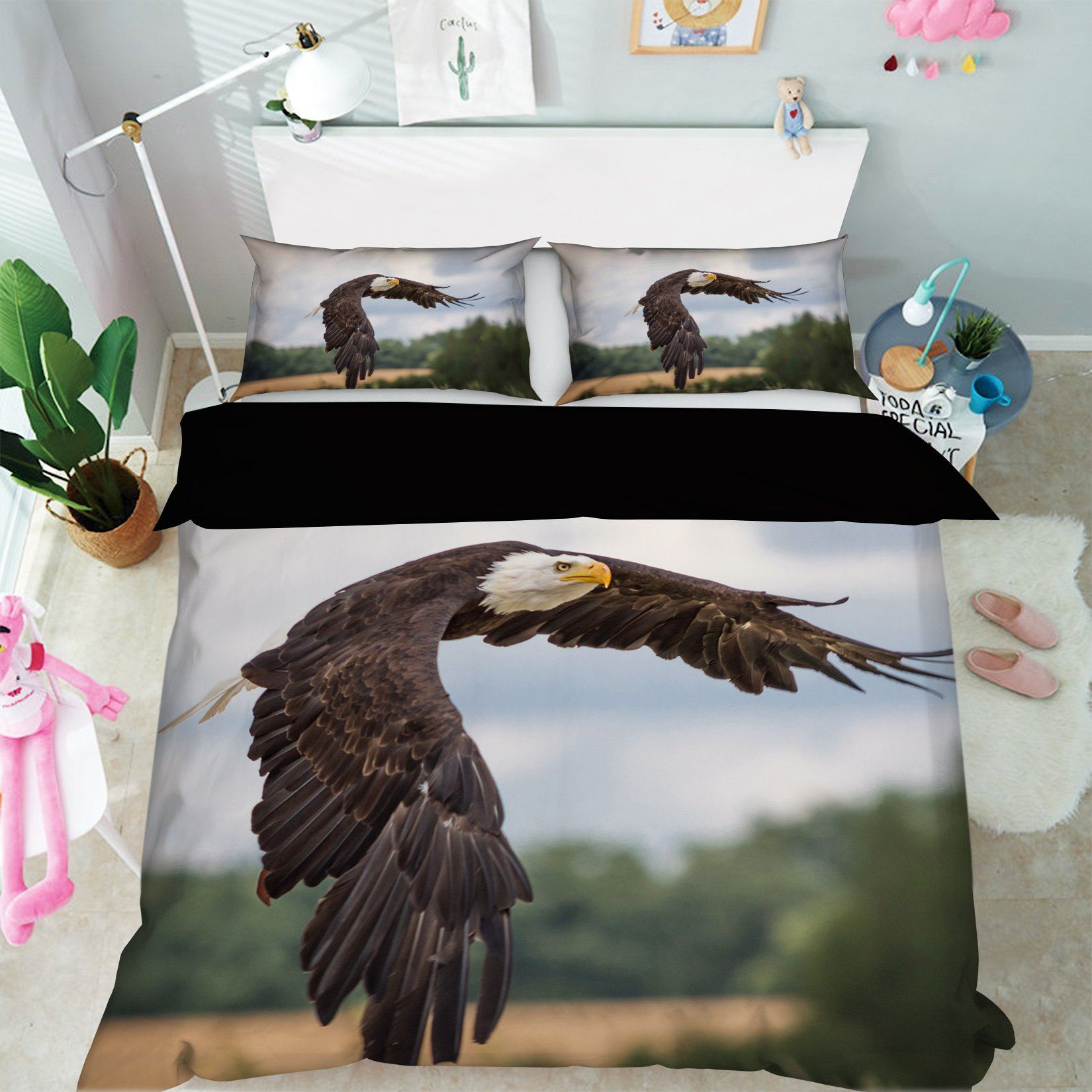 3D Eagle Spreading Wings 1910 Bed Pillowcases Quilt Quiet Covers AJ Creativity Home 