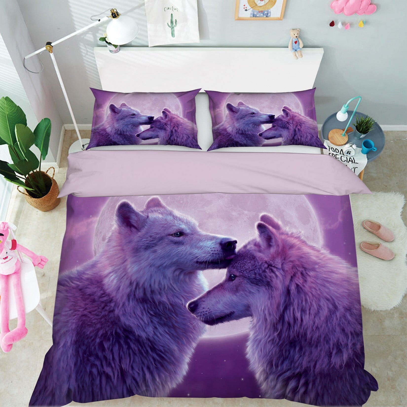 3D Loving Wolves 057 Bed Pillowcases Quilt Exclusive Designer Vincent Quiet Covers AJ Creativity Home 
