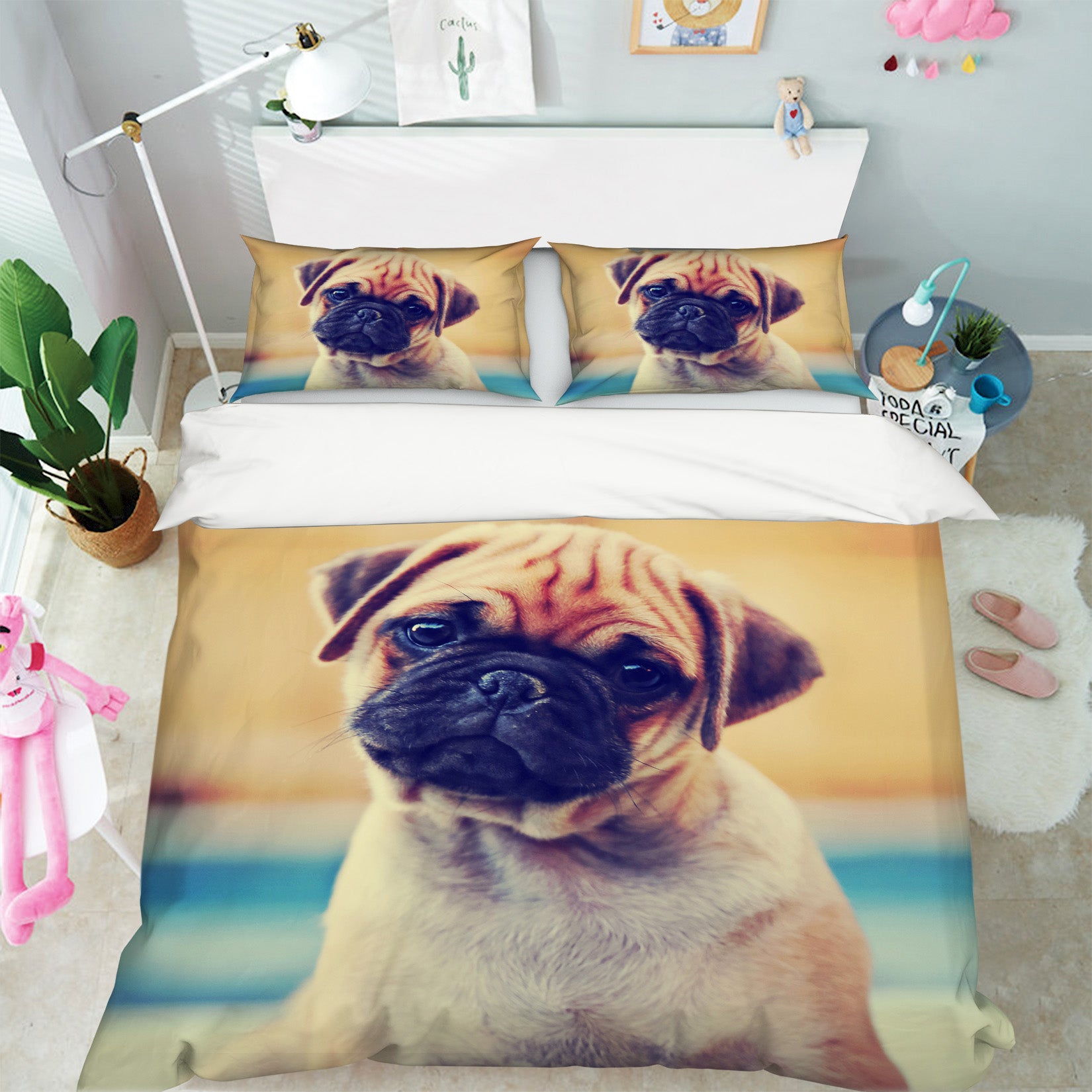 3D Pug Dog 15025 Bed Pillowcases Quilt