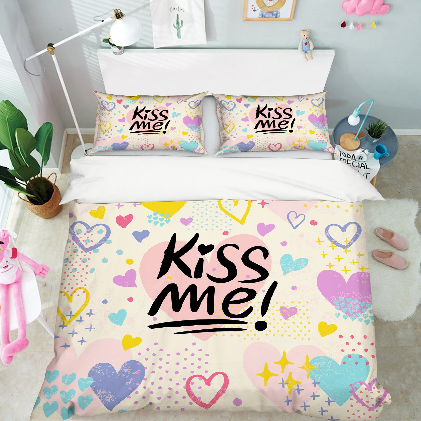 3D Color Heart 59079 Bed Pillowcases Quilt