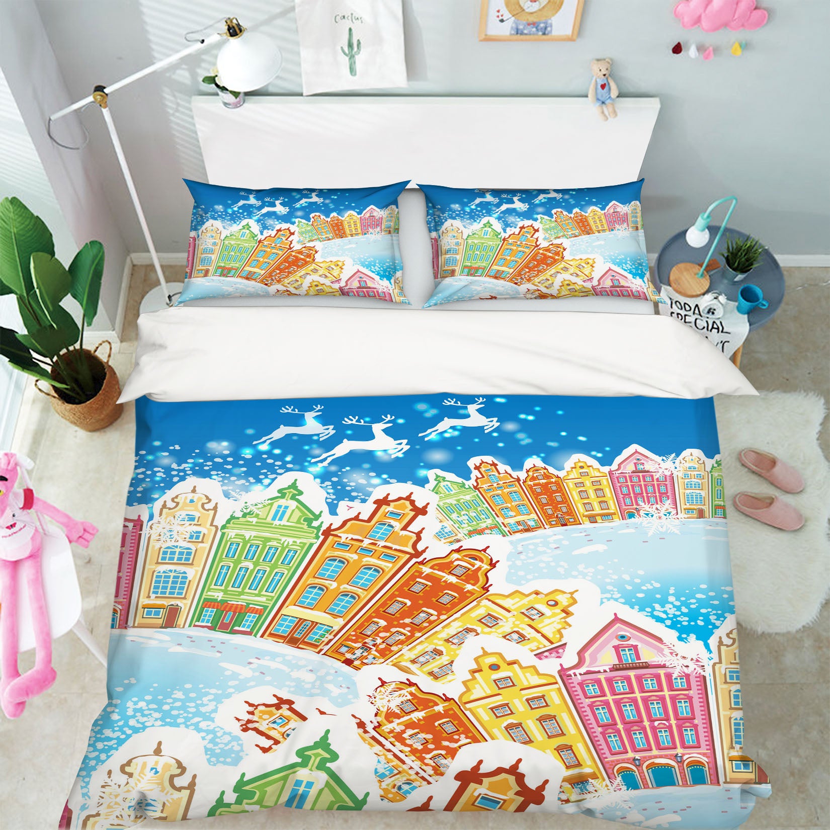 3D Colorful Houses 51088 Christmas Quilt Duvet Cover Xmas Bed Pillowcases
