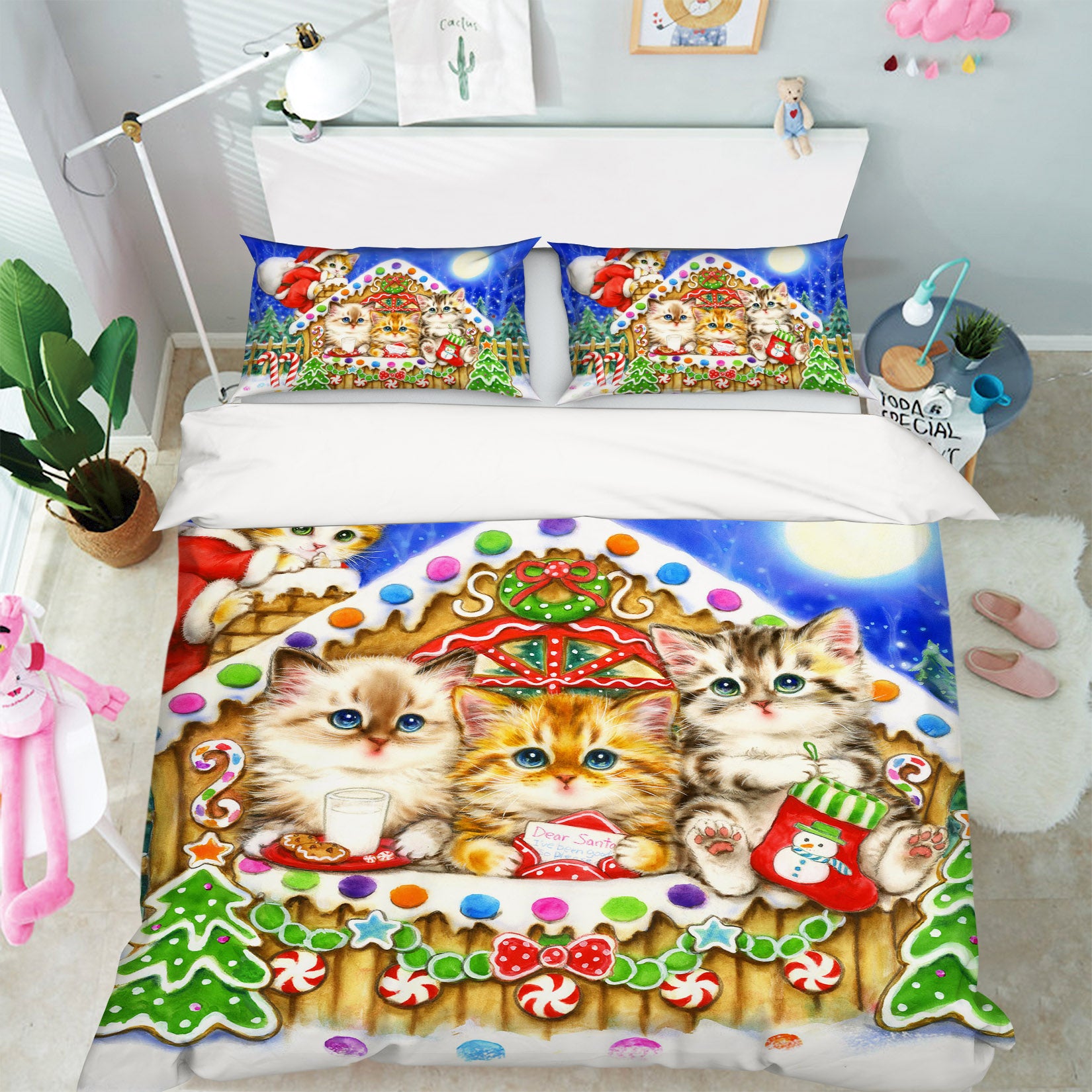 3D Christmas Cat House 5823 Kayomi Harai Bedding Bed Pillowcases Quilt Cover Duvet Cover